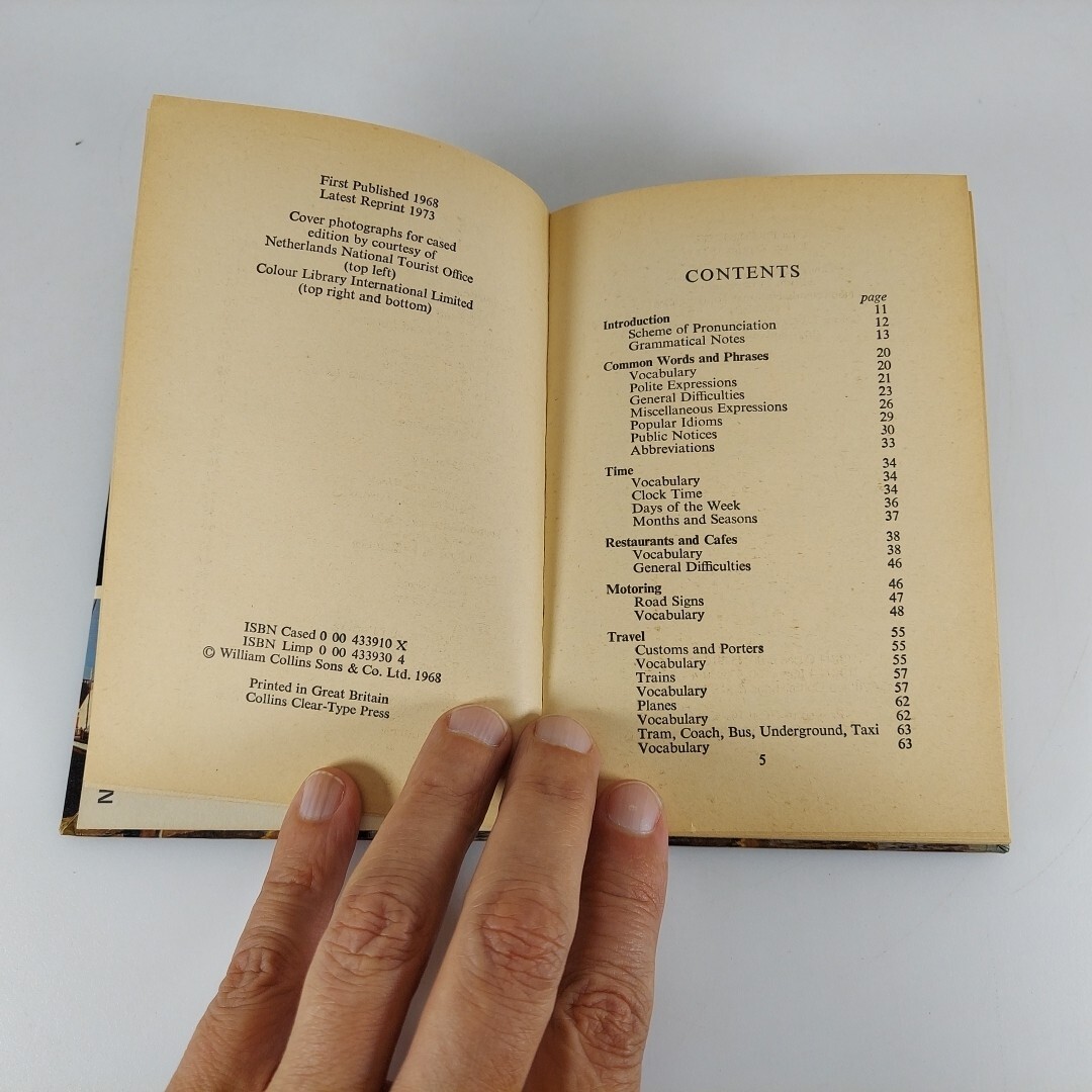 Vintage 1973 Collins Dutch Phrase Book Hardcover