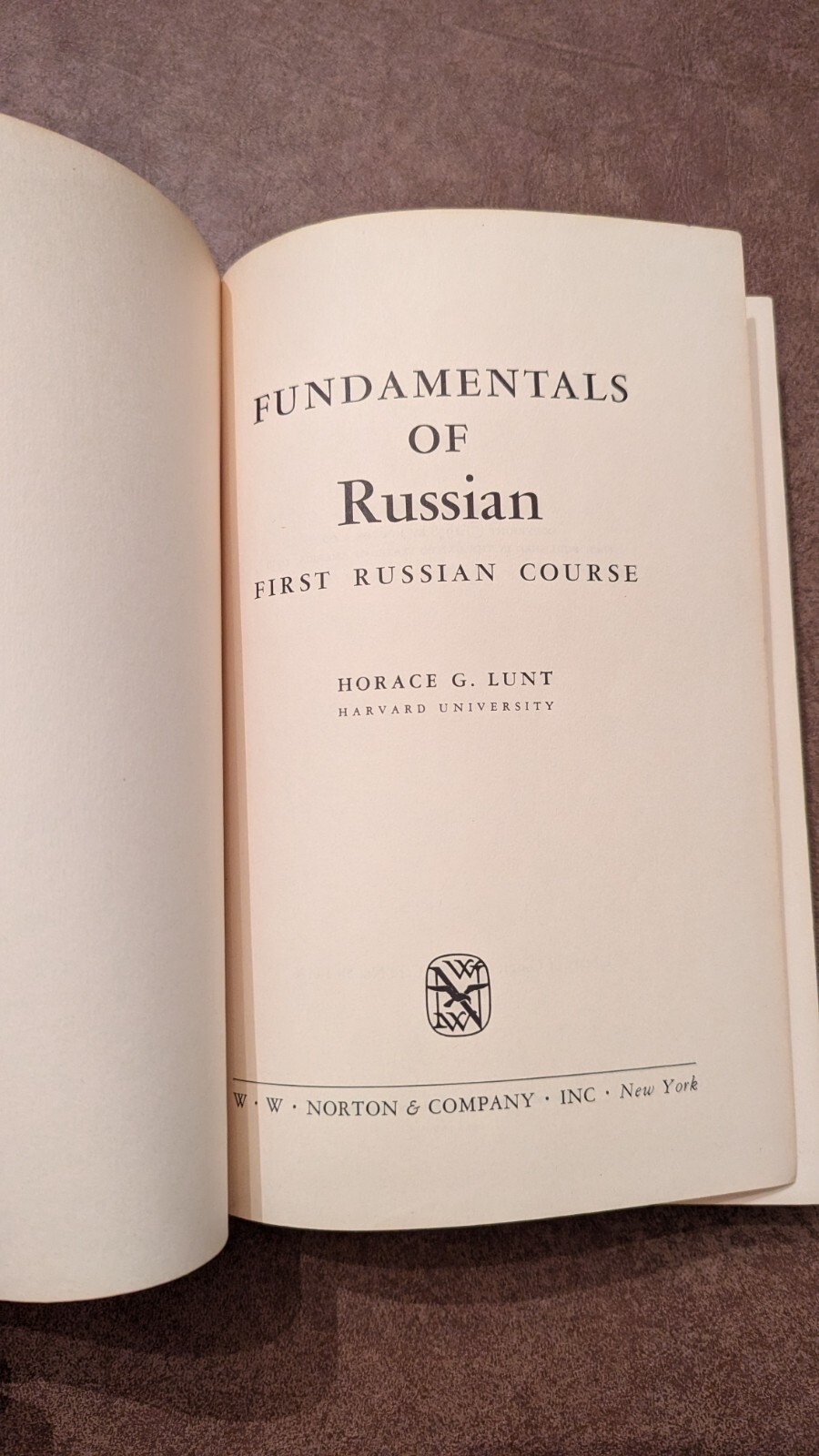 Fundamentals of Russian – Hard Cover textbook by Horace G. Lunt published 1958