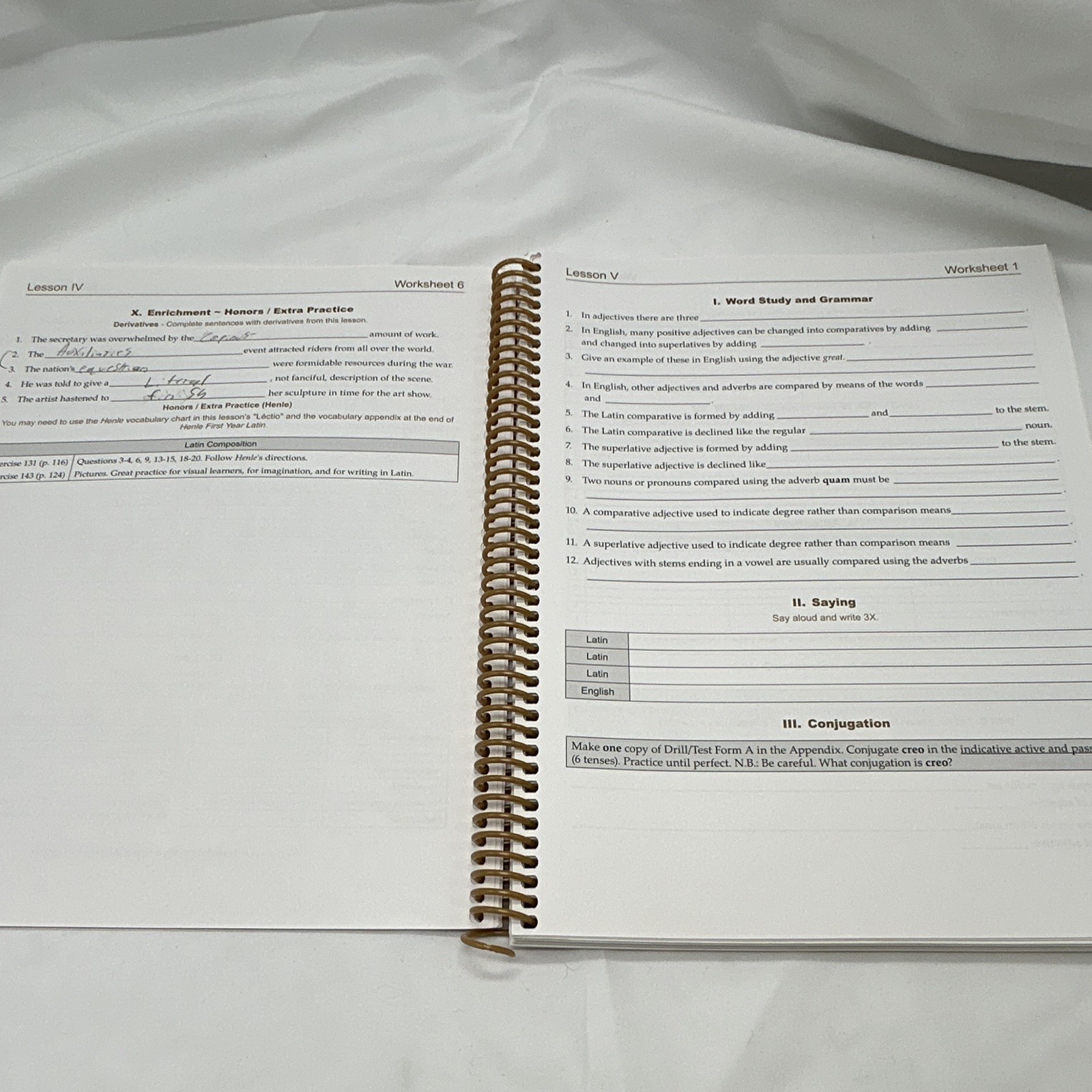 Memoria Press Fourth Form Latin Year 4 Set A1 Beginner Spiral Bound 2003