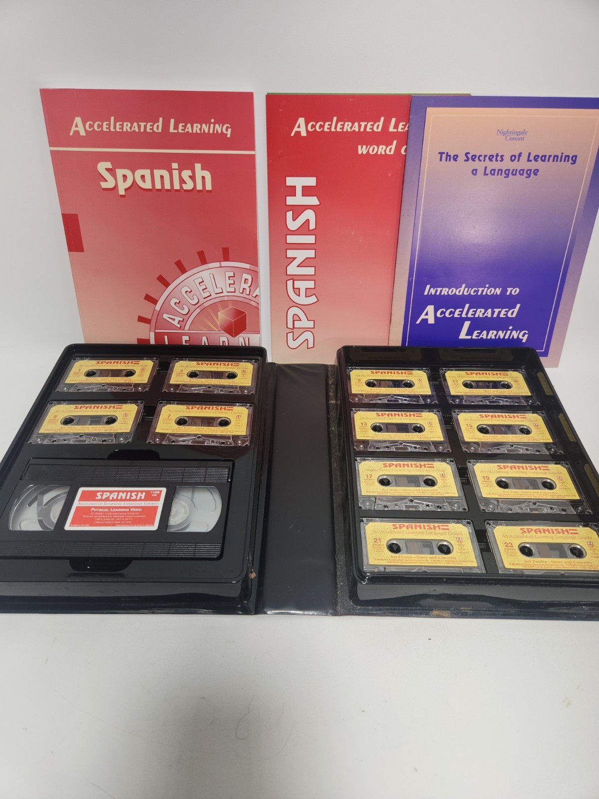Nightingale Conant Accelerated Learning Spanish Course Complete 12 Cassette VHS