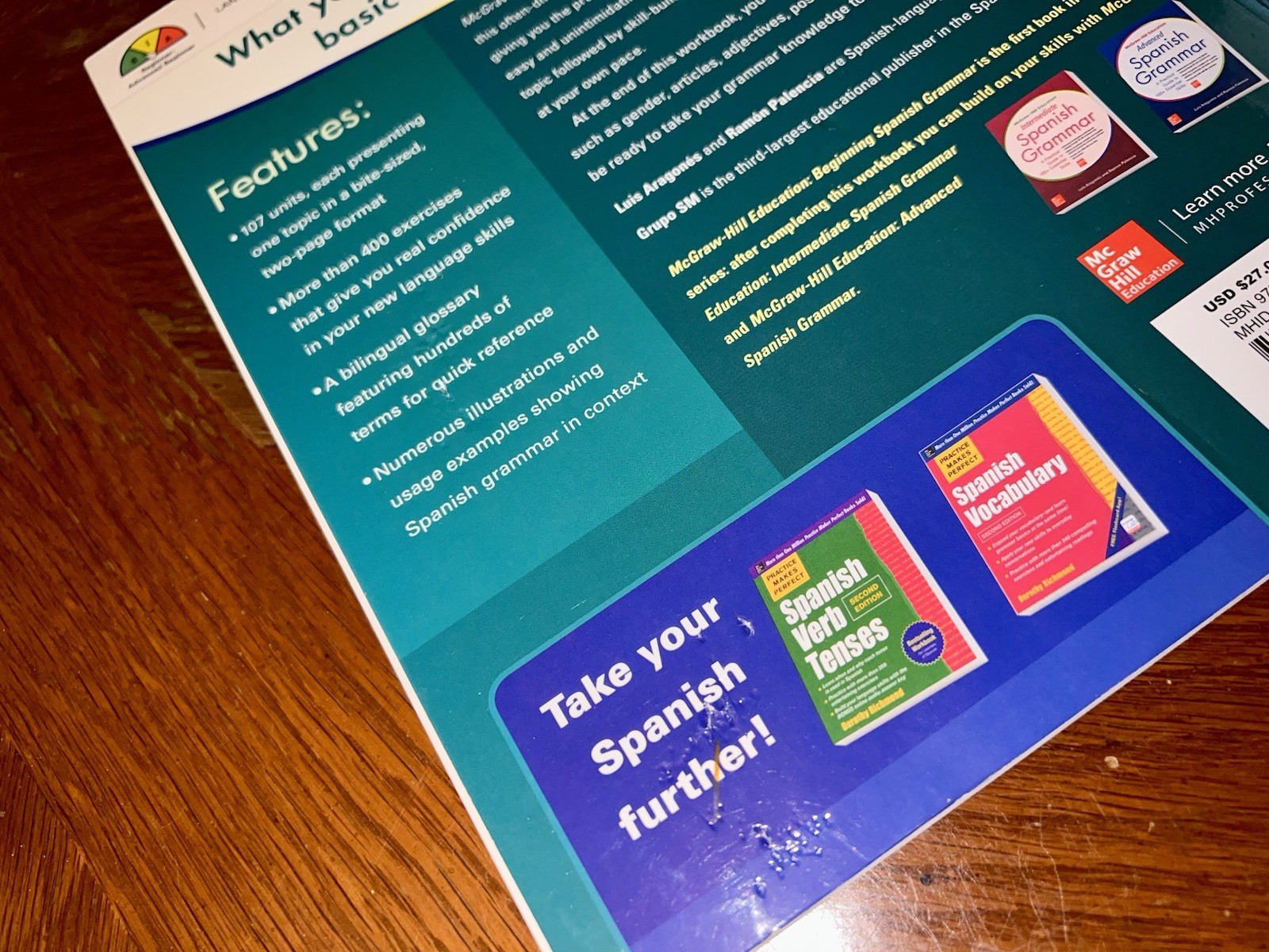 McGraw Hill Education Beginning Spanish Grammar Paperback Good Used $27 Retail