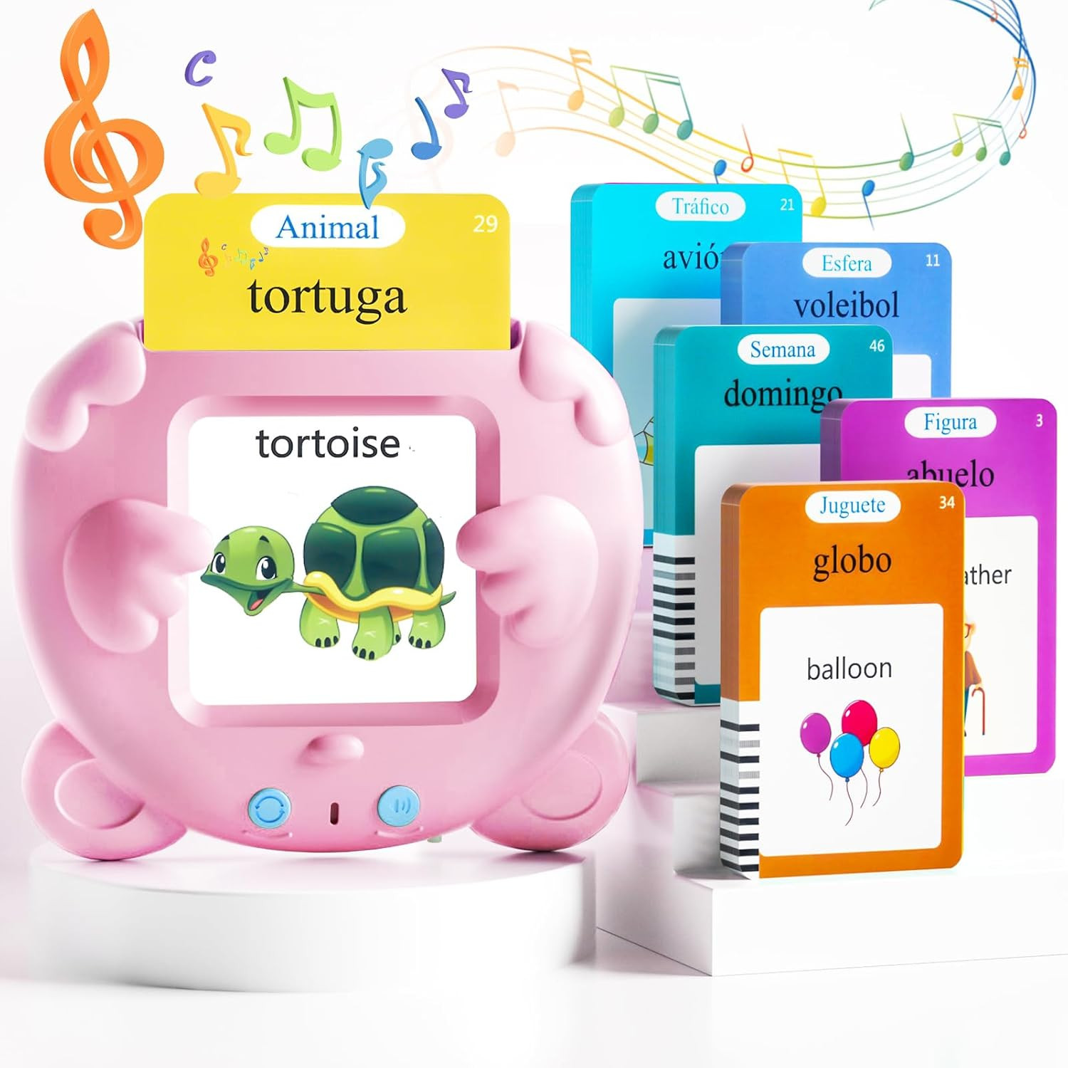 Spanish & English Talking Flash Cards for Toddlers, 510 Sight Words Bilingual Pi