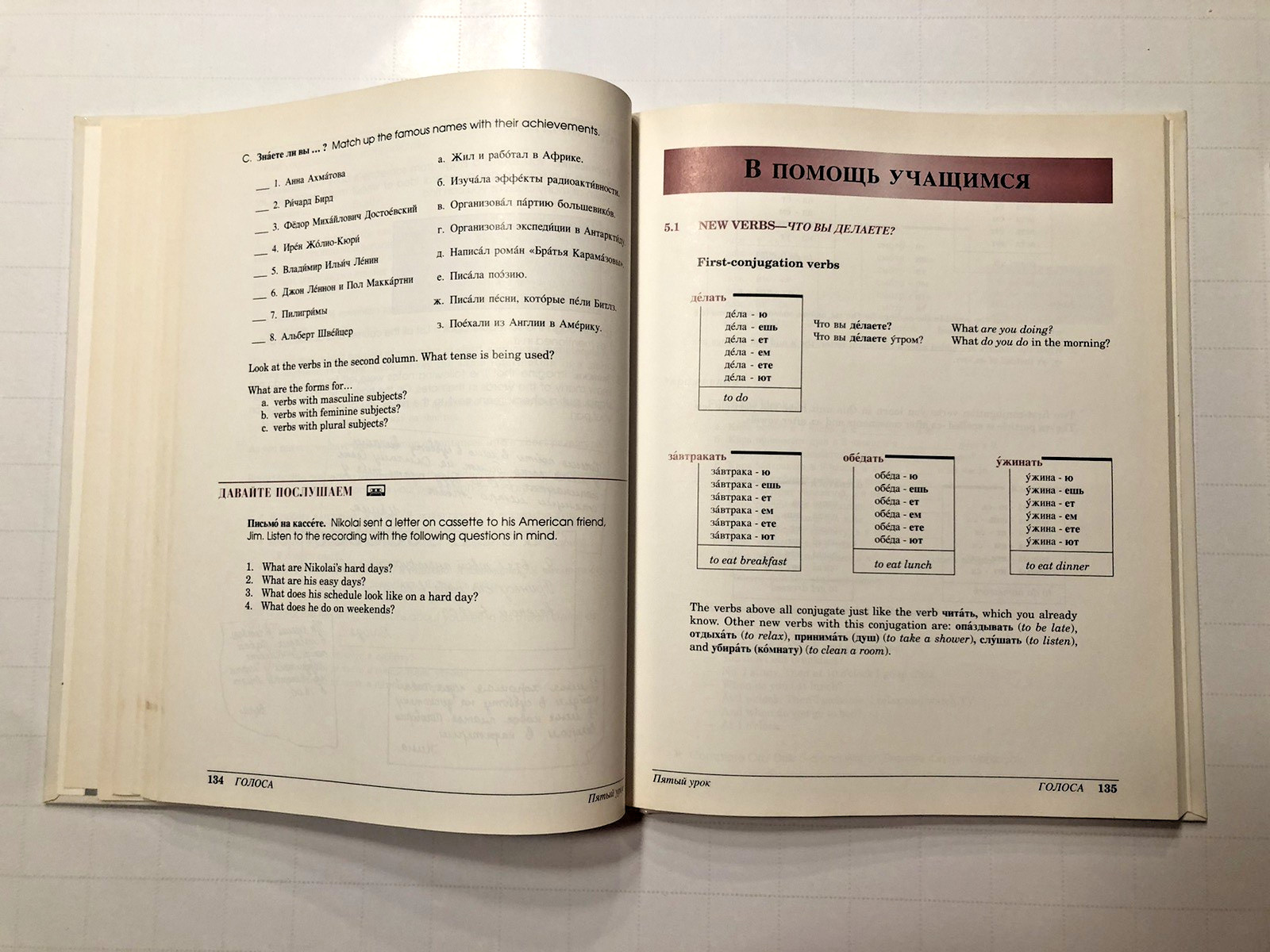 ГОЛОСА: A Basic Course in Russian Volumes 1 & 2 1st Edition 1994 Fine Condition