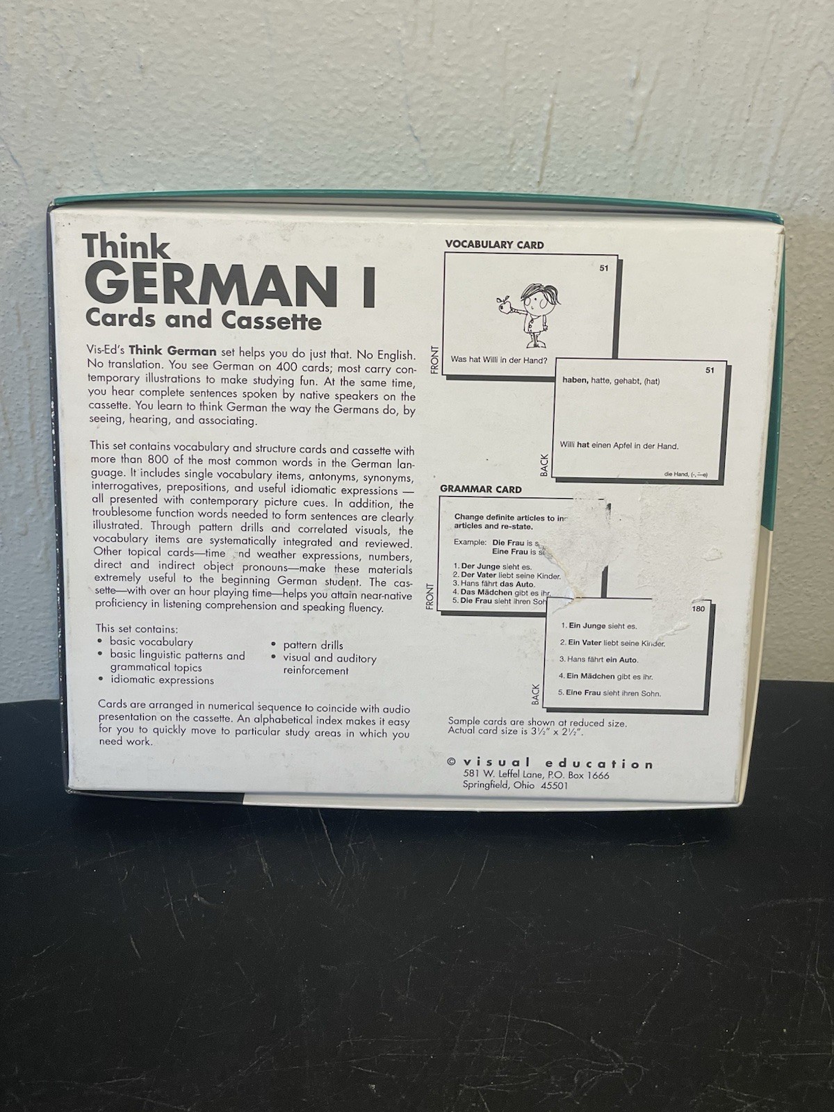 Vintage Vis-Ed -German Level 1 Language Vocabulary Cards And Cassette Combo