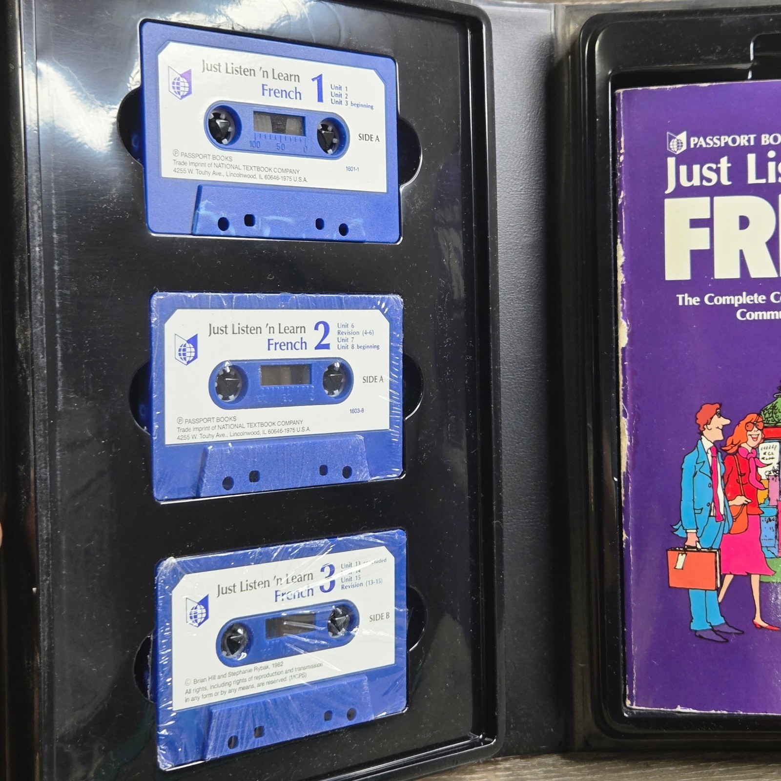 Passport Books Just Listen ‘n Learn French Language Course 3 Cassettes Book Blue