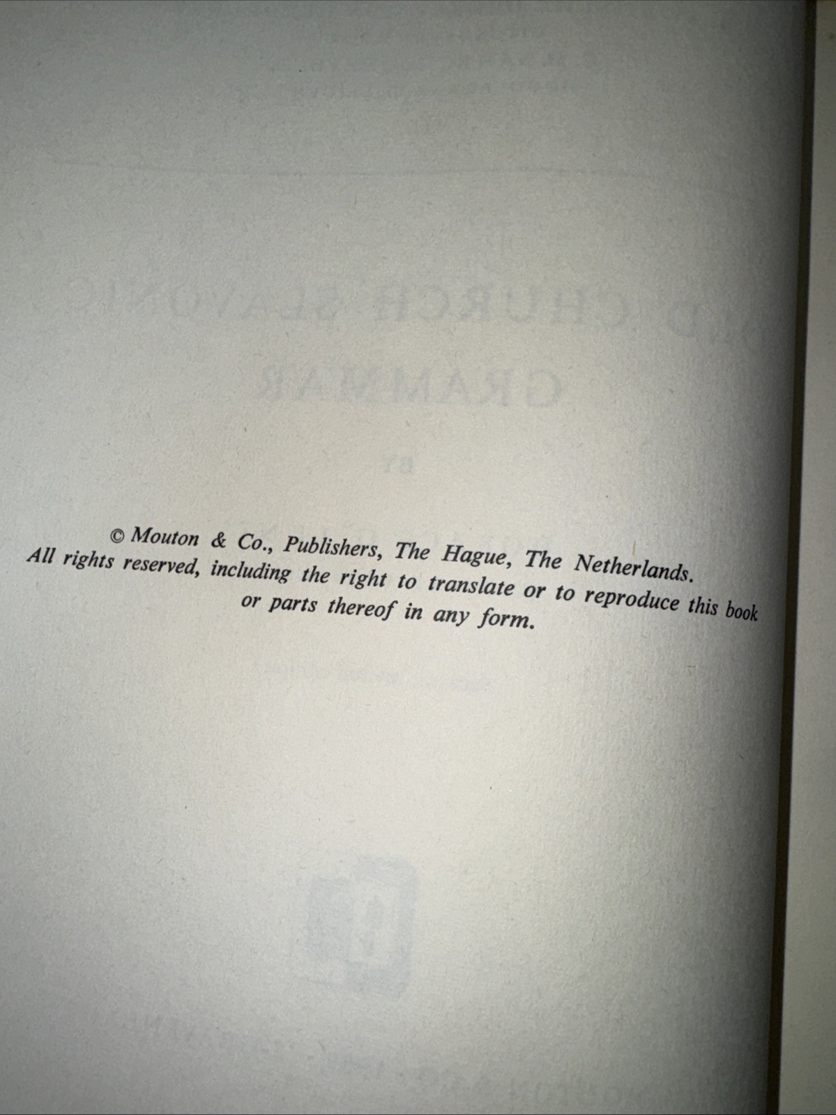 Old Church Slavonic Grammar, Horace G. Lunt 1959