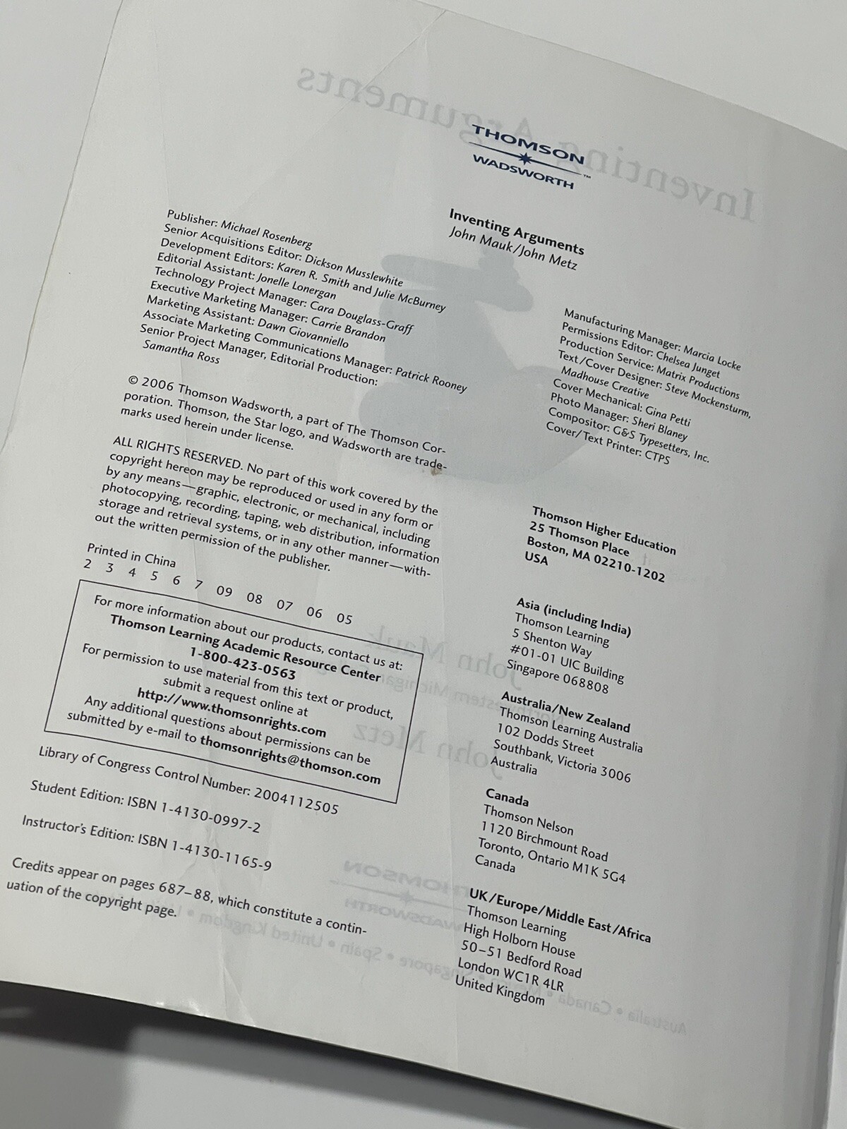 Inventing Arguments by John Mauk and John Metz (2006)