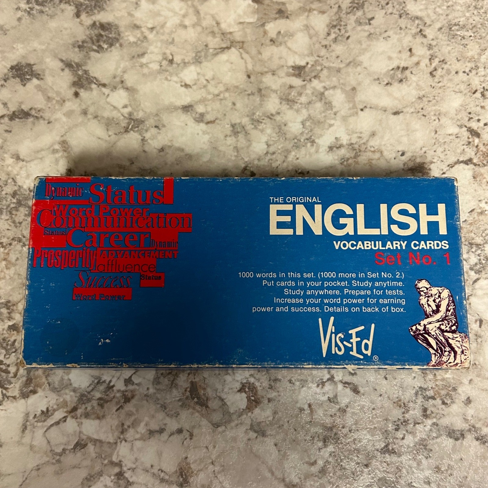Vis-Ed English Vocabulary Cards Set No. 1 Blue 1000 Flashcards Vintage 1986