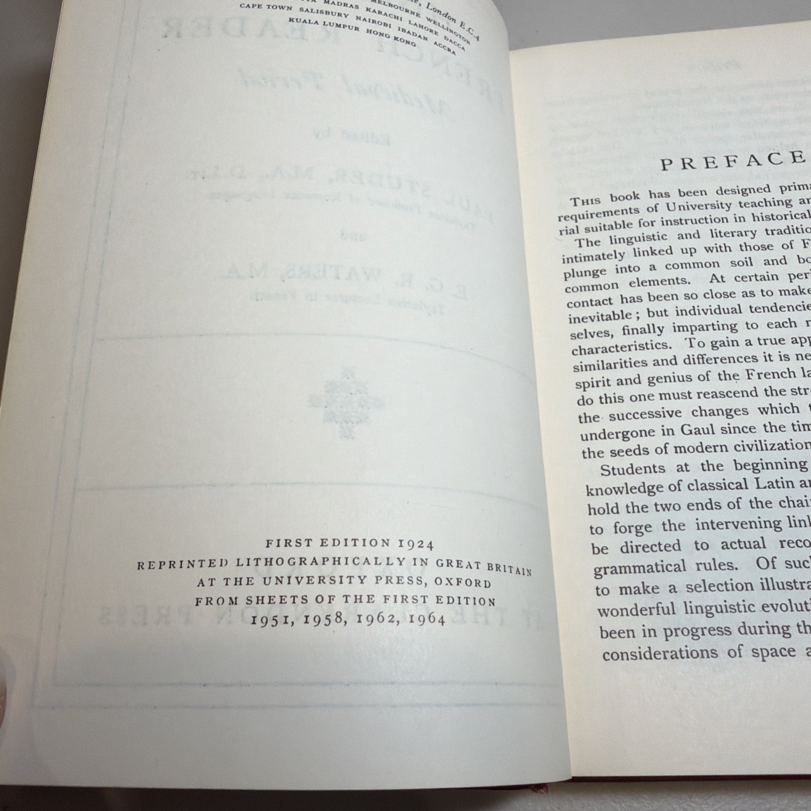HISTORICAL FRENCH READER By P. Studer & E.g.r. Waters – Hardcover