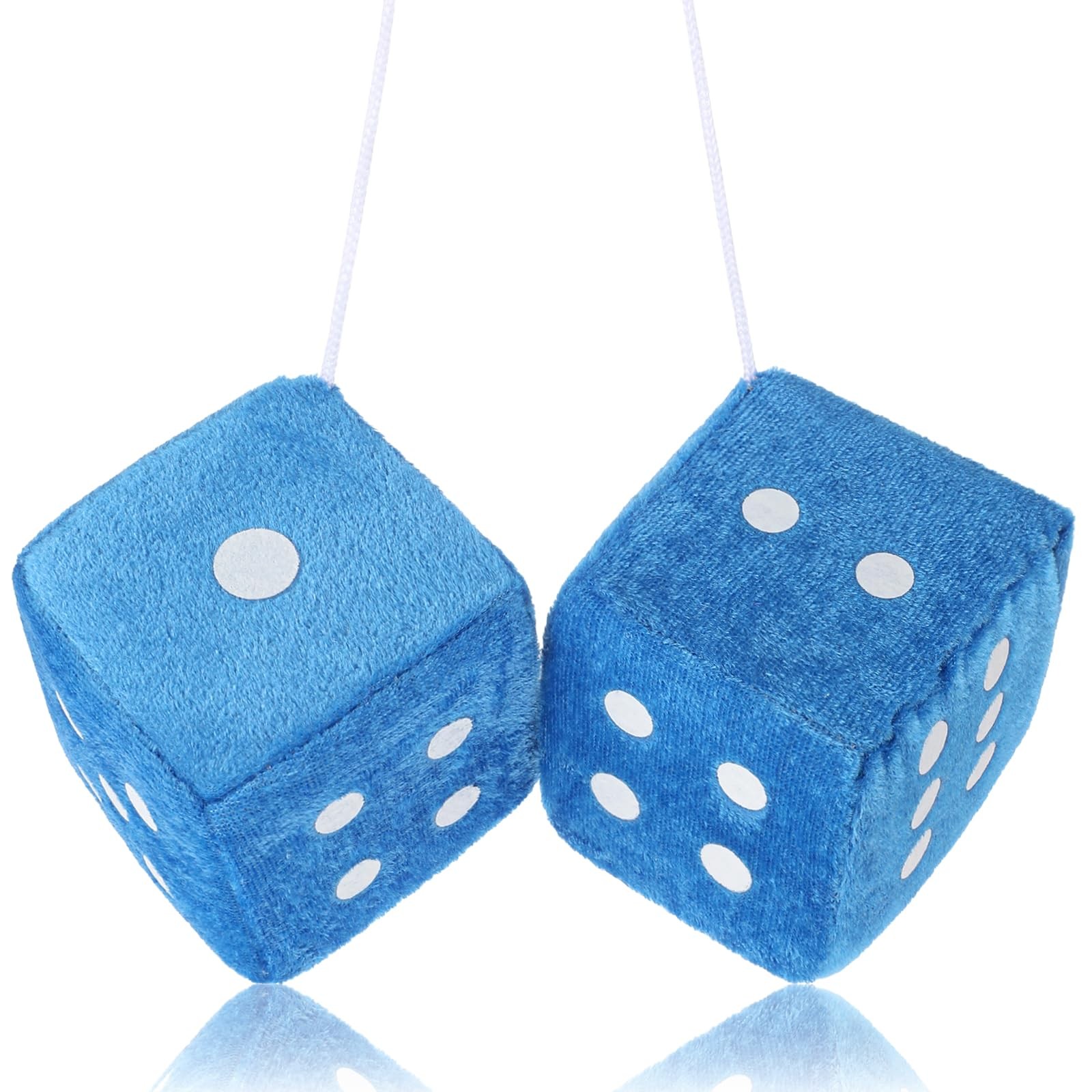 Fuzzy Dice for Rear View Mirror, Blue Fuzzy Dice for Car Mirror, 2.75inch Pai…
