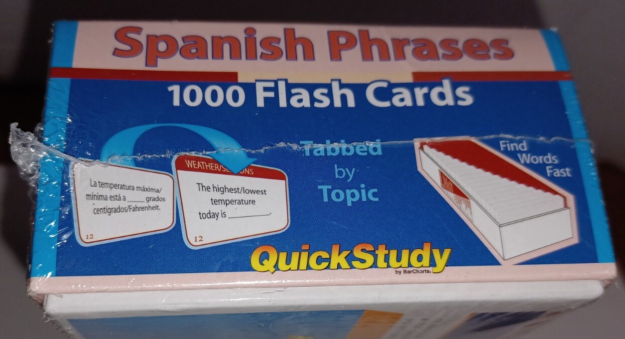 Spanish Phrases Flash Cards Vocabulary Made Easy 1000 Test Study Reference Tool