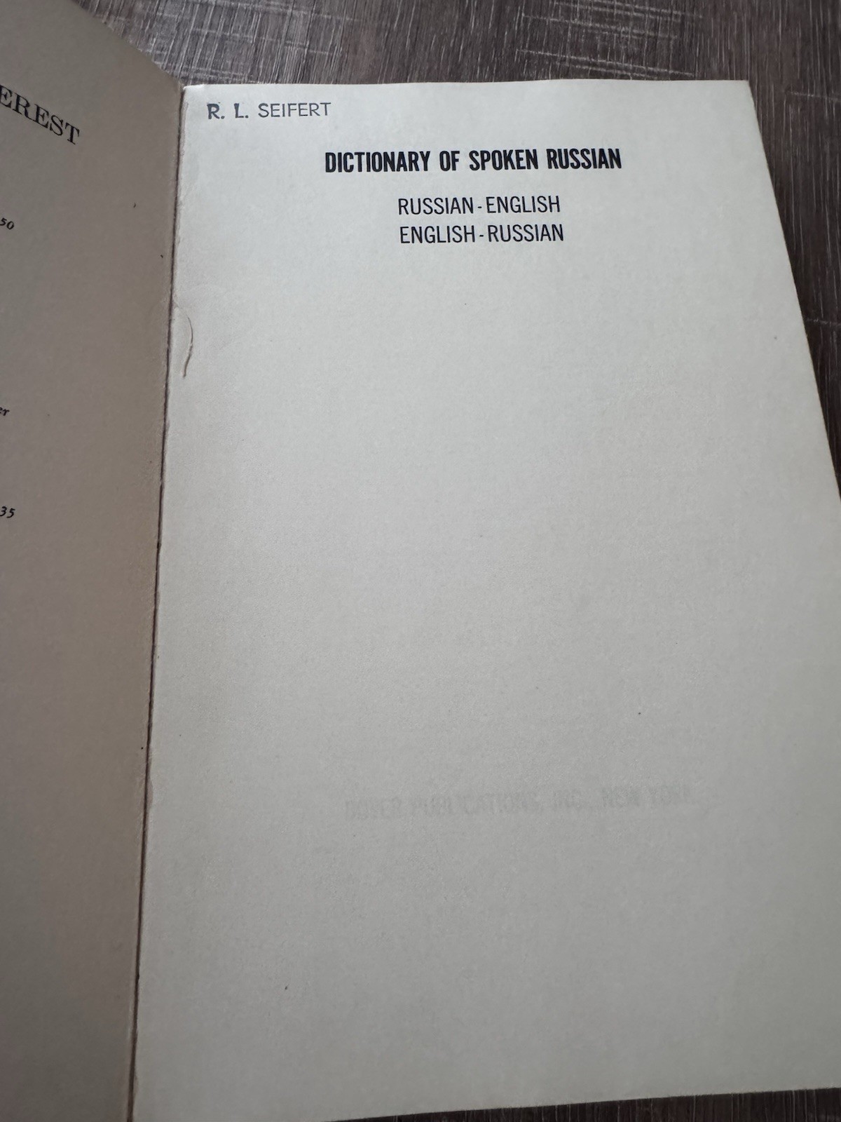 1958 Dictionary of Spoken Russian Unabridged reprint of US War Dept Tech Manual