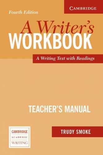 A Writer’s Workbook Teacher’s Manual: An – Paperback, by Smoke Trudy – Very Good
