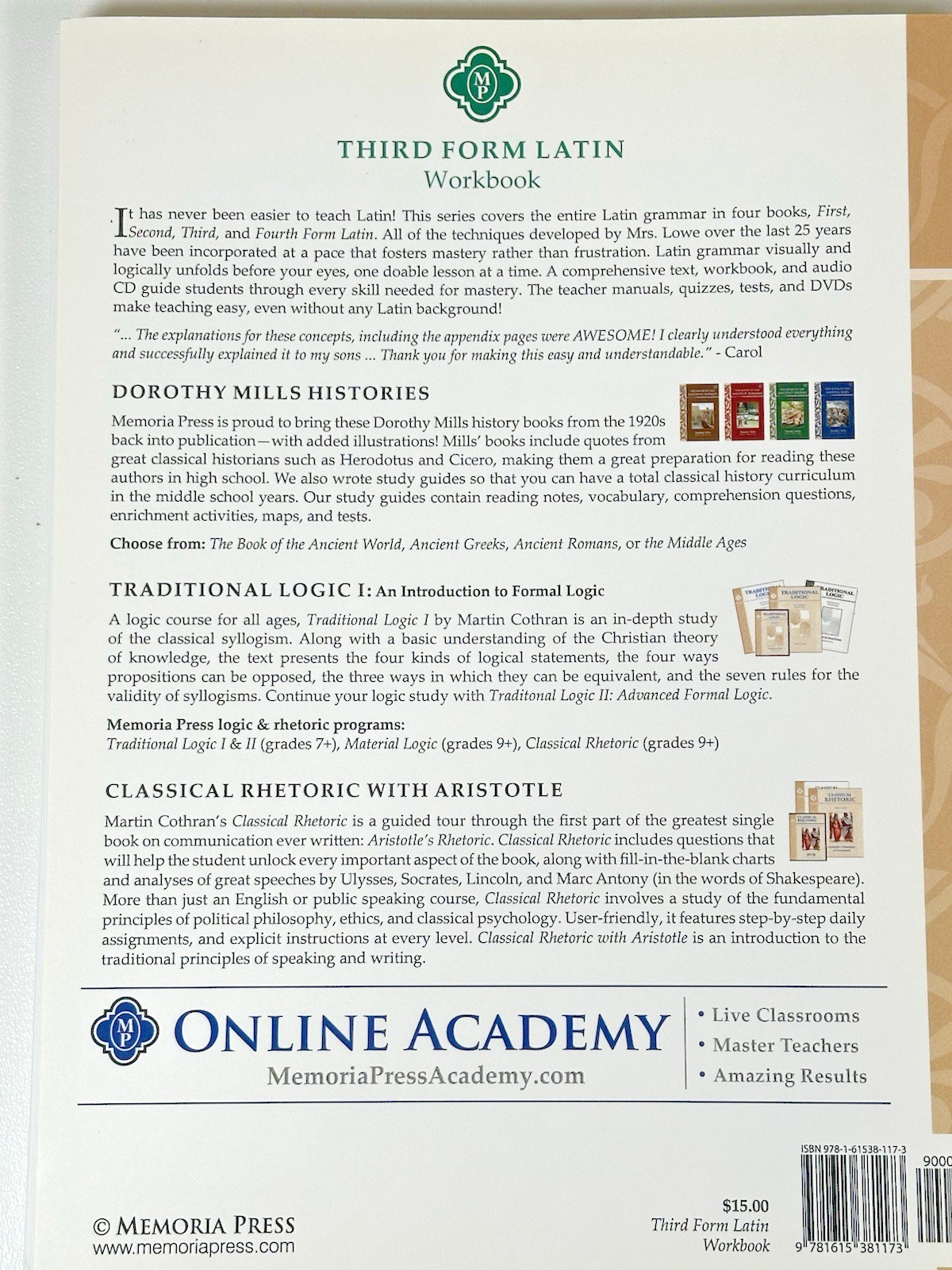 Memoria Press Third Form Latin Year 3 Student Text & Workbook Set 1st Edition