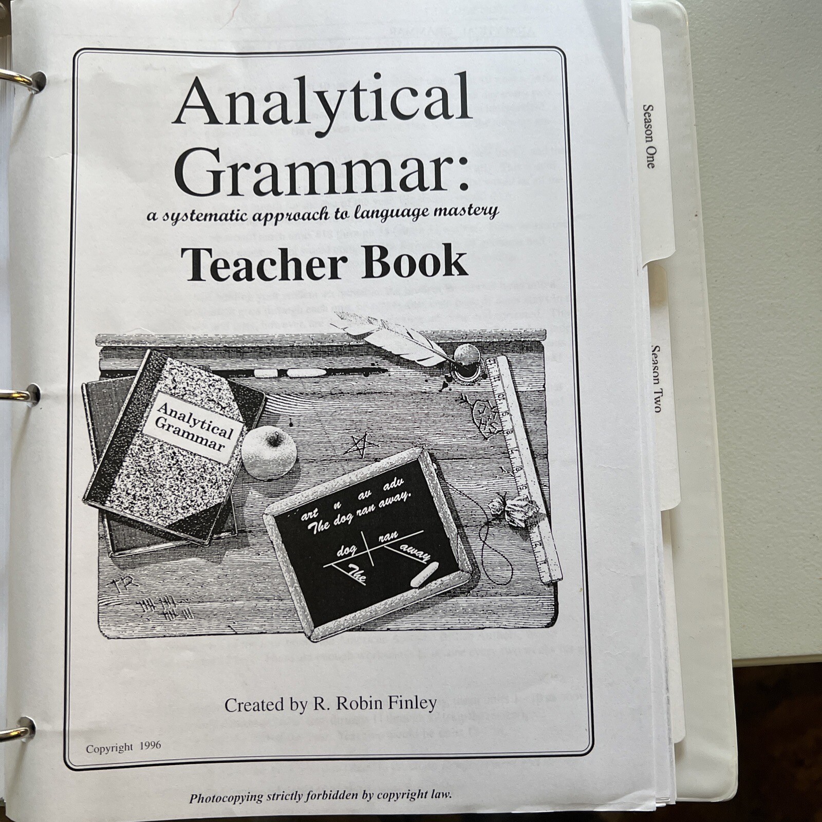 Analytical Grammar Language Program by Robin Finley 3 Ring Teacher Book V Good