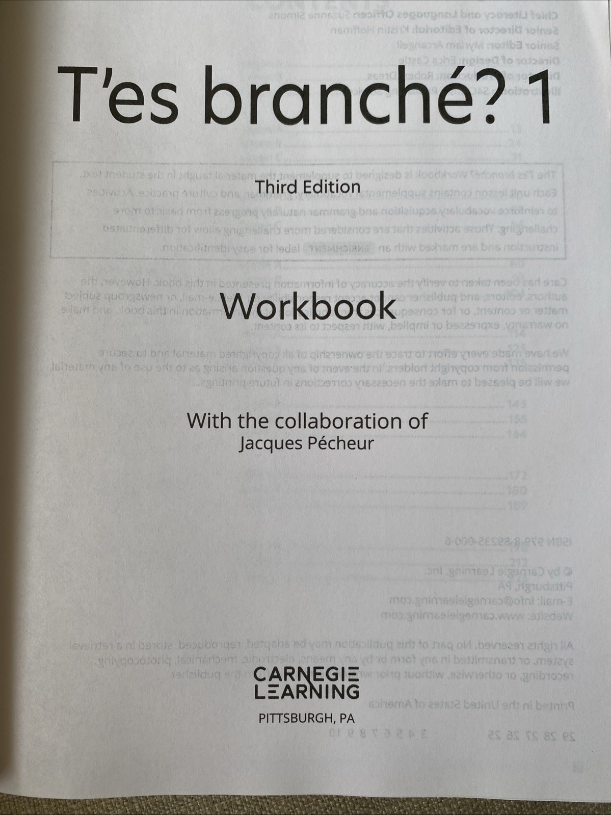 T’es branché? 1 French 3rd Ed Student Workbook Teacher Edition Bundle VG