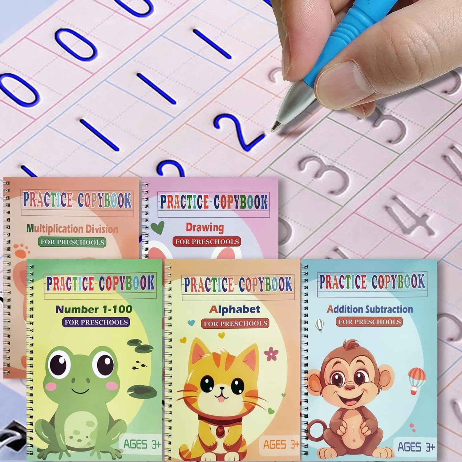 Reusable Grooved Handwriting Workbooks,Magic Copybook,Magic Writing Practice Cop