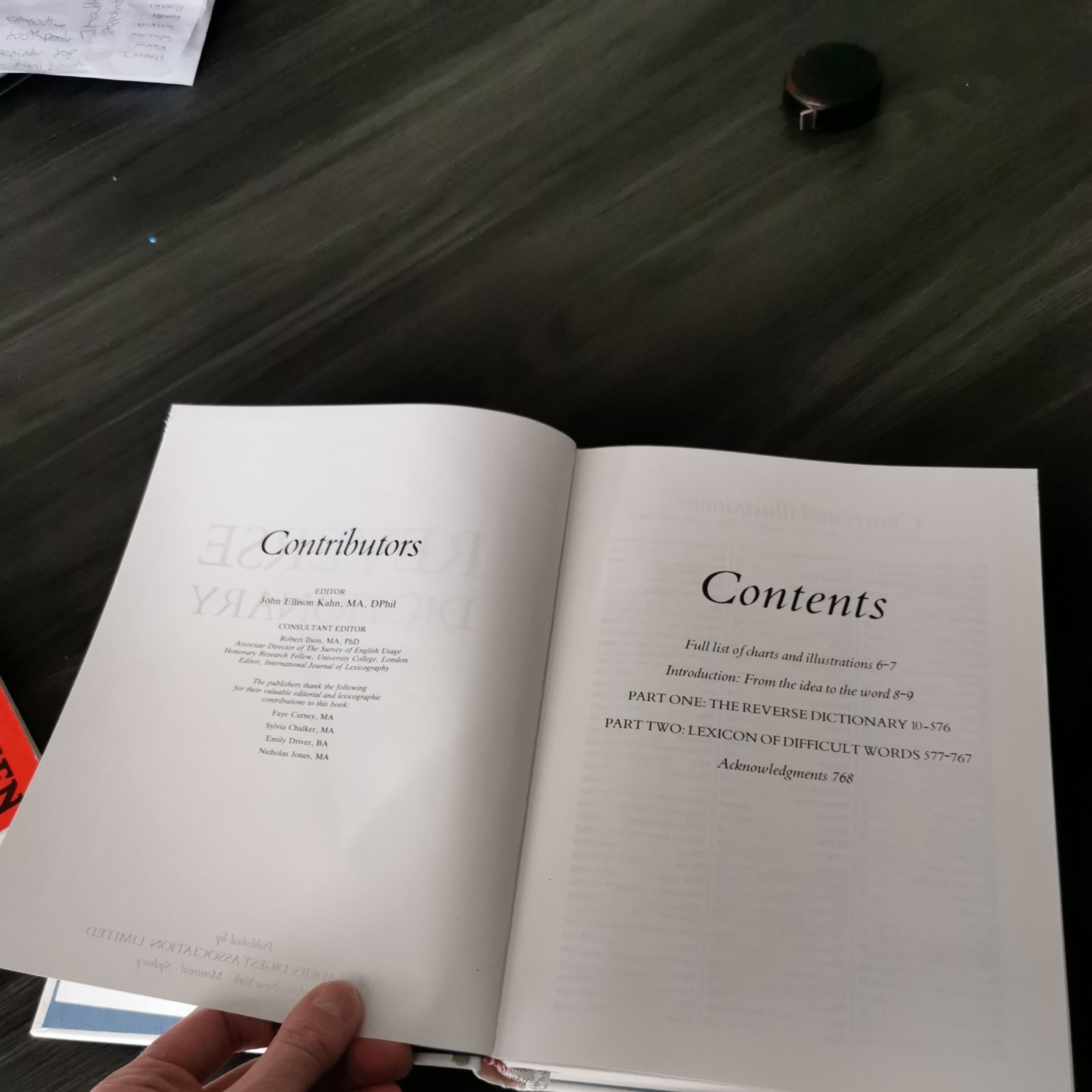 1989 Readers Digest Reverse Dictionary First Edition Hard Back