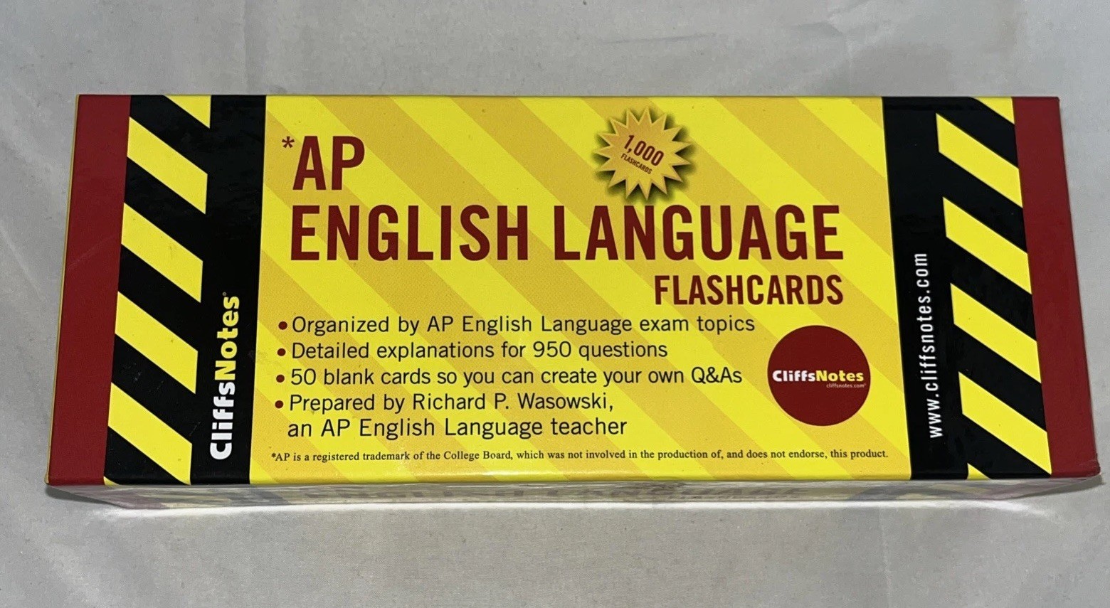 AP ENGLISH LANGUAGE FLASHCARDS (CLIFFSNOTES By Richard P Wasowski VG
