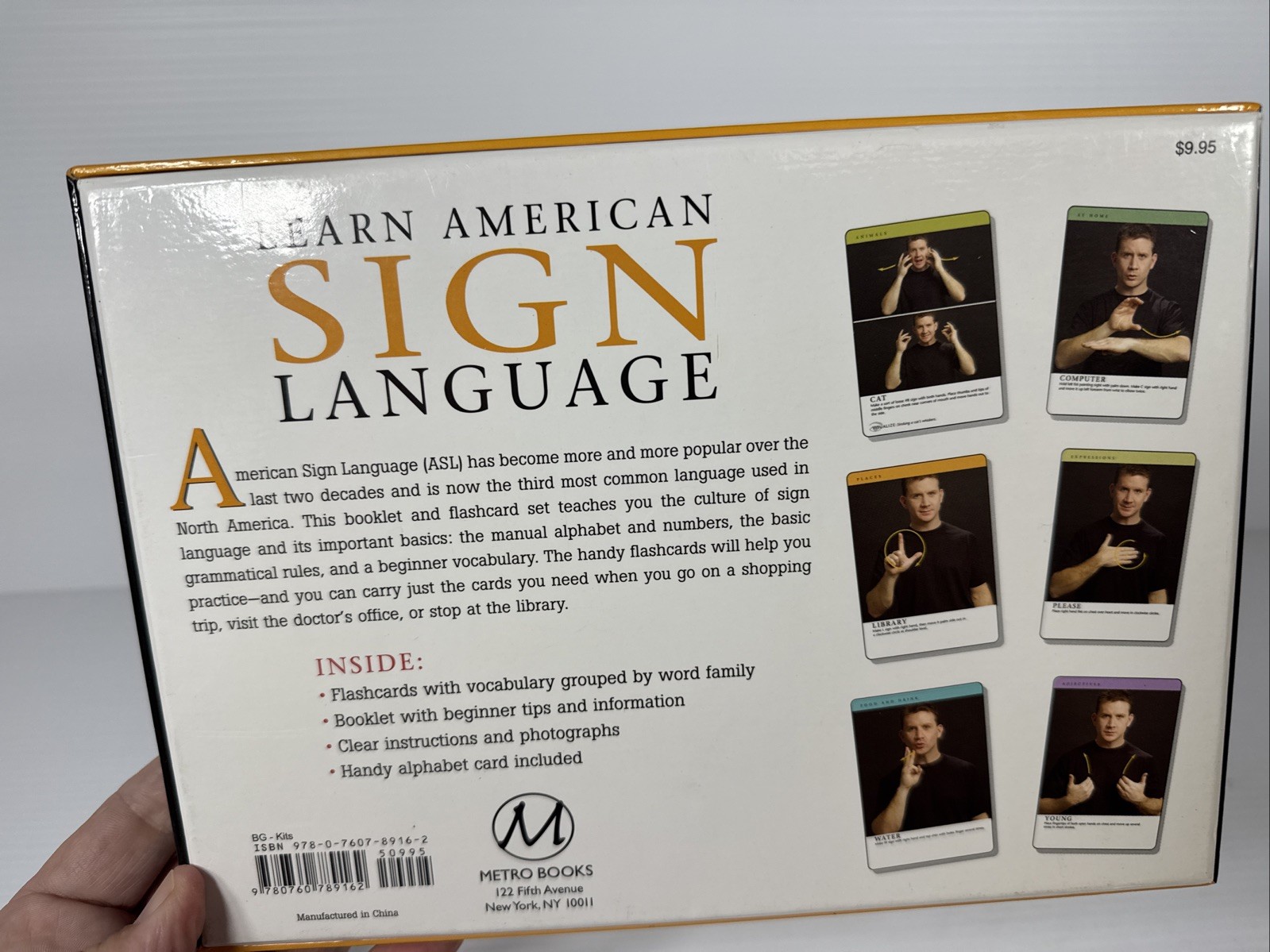 Learn American Sign Language by Arlene Rice Flash Cards Large 4.75″ x 7″