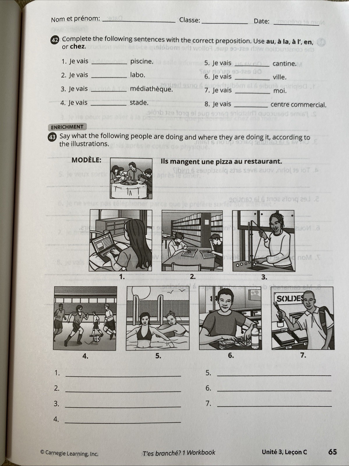 T’es branché? 1 French 3rd Ed Student Workbook Teacher Edition Bundle VG