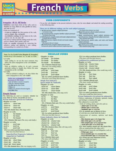 French Verbs (Quick Study Academic) – Paperback By Arnet, Liliane – VERY GOOD