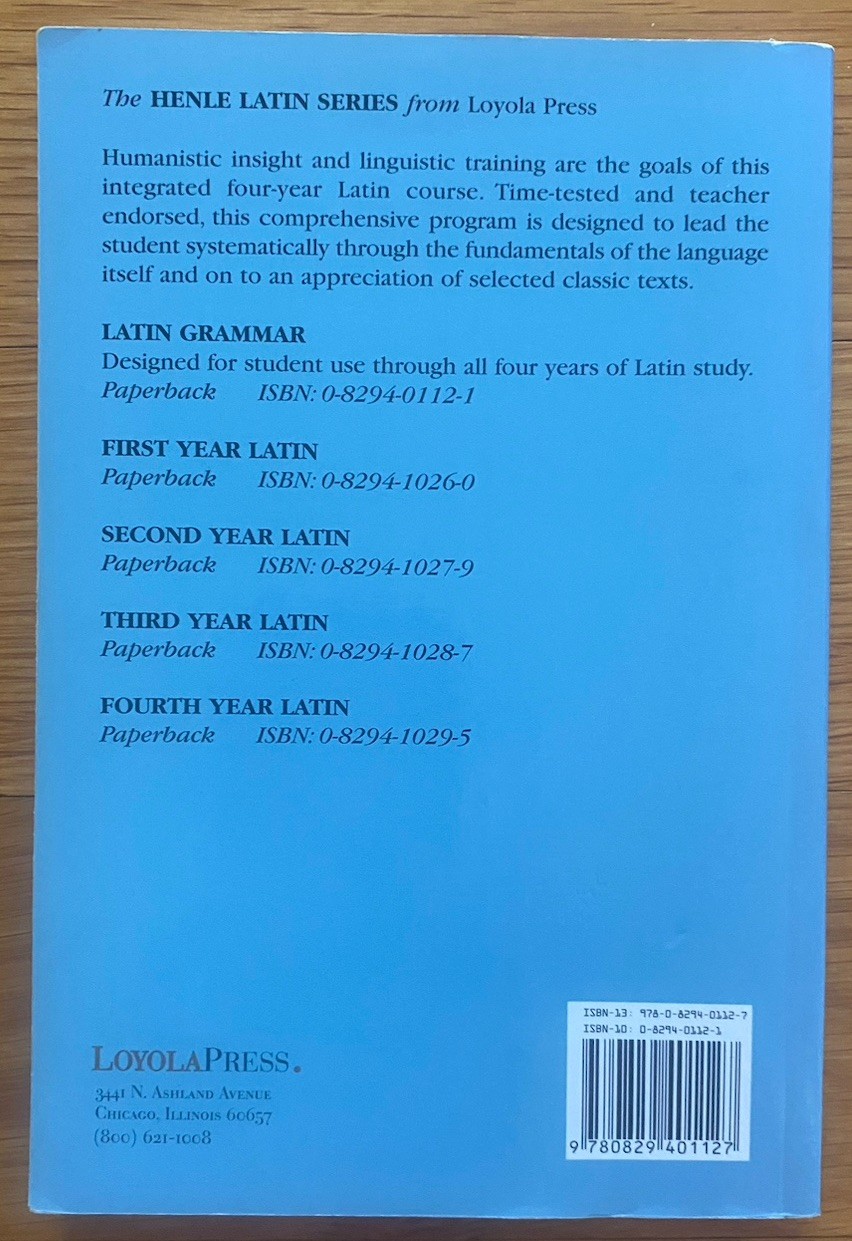 Henle Latin Grammar Paperback By Robert J. Henle GOOD