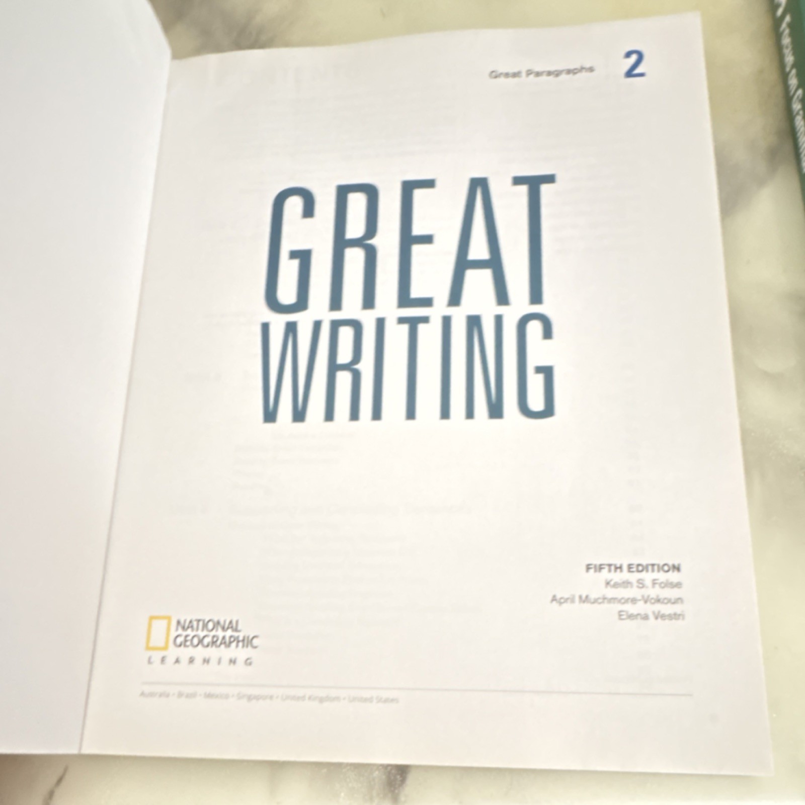 National Geographic Learning Great Writing 2: Great Paragraphs 5th Ed B1 Book