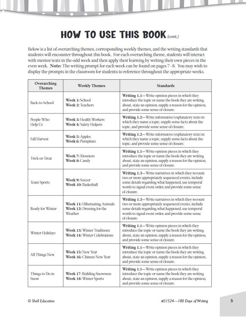 180 Days™: Writing Workbook for 1st Grade Ages 6–7 | Sentence Building, white