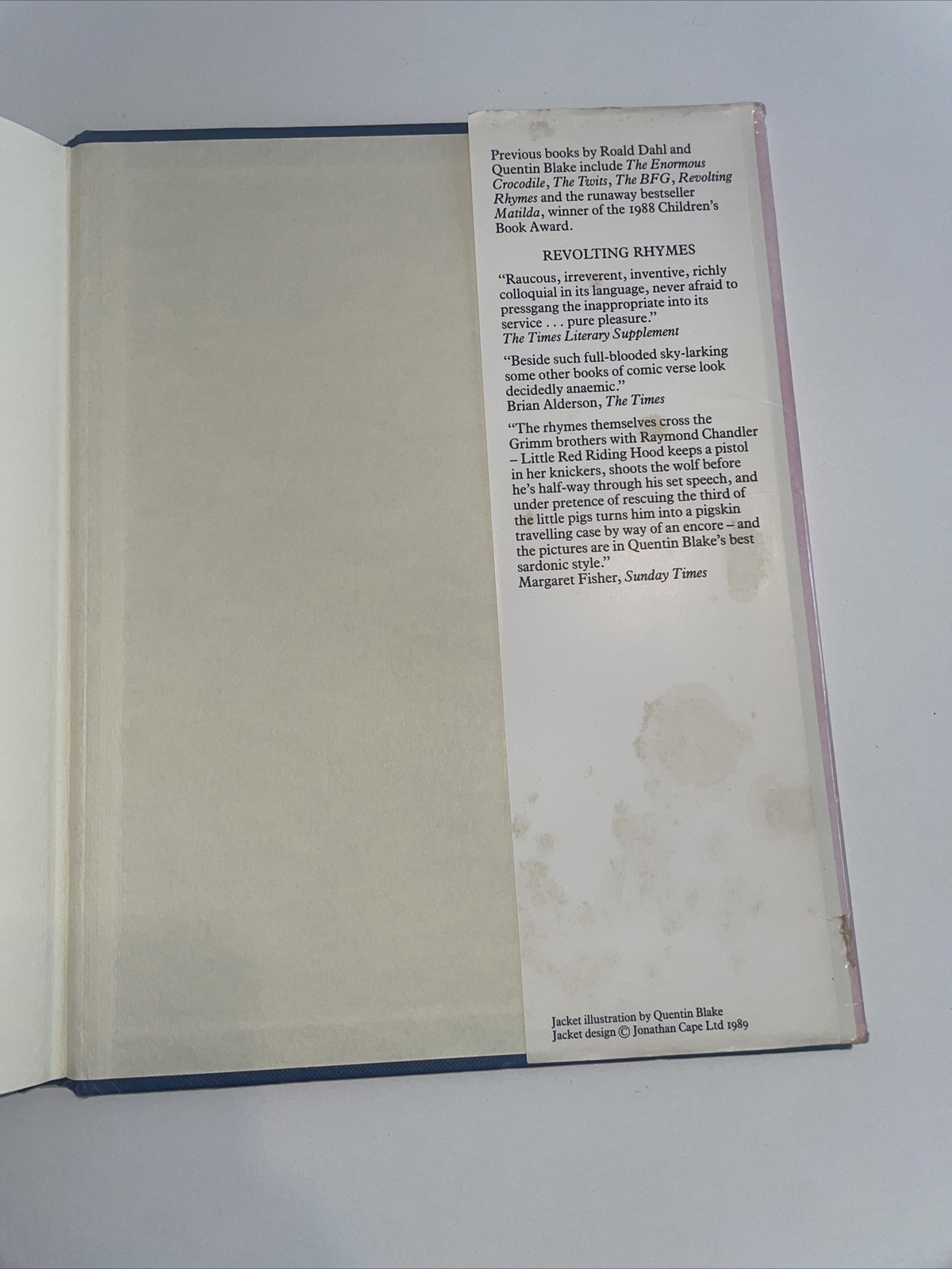 Rhyme Stew 1st Edition 4th Print 1989 Roald Dahl Quentin Blake Hardcover Book