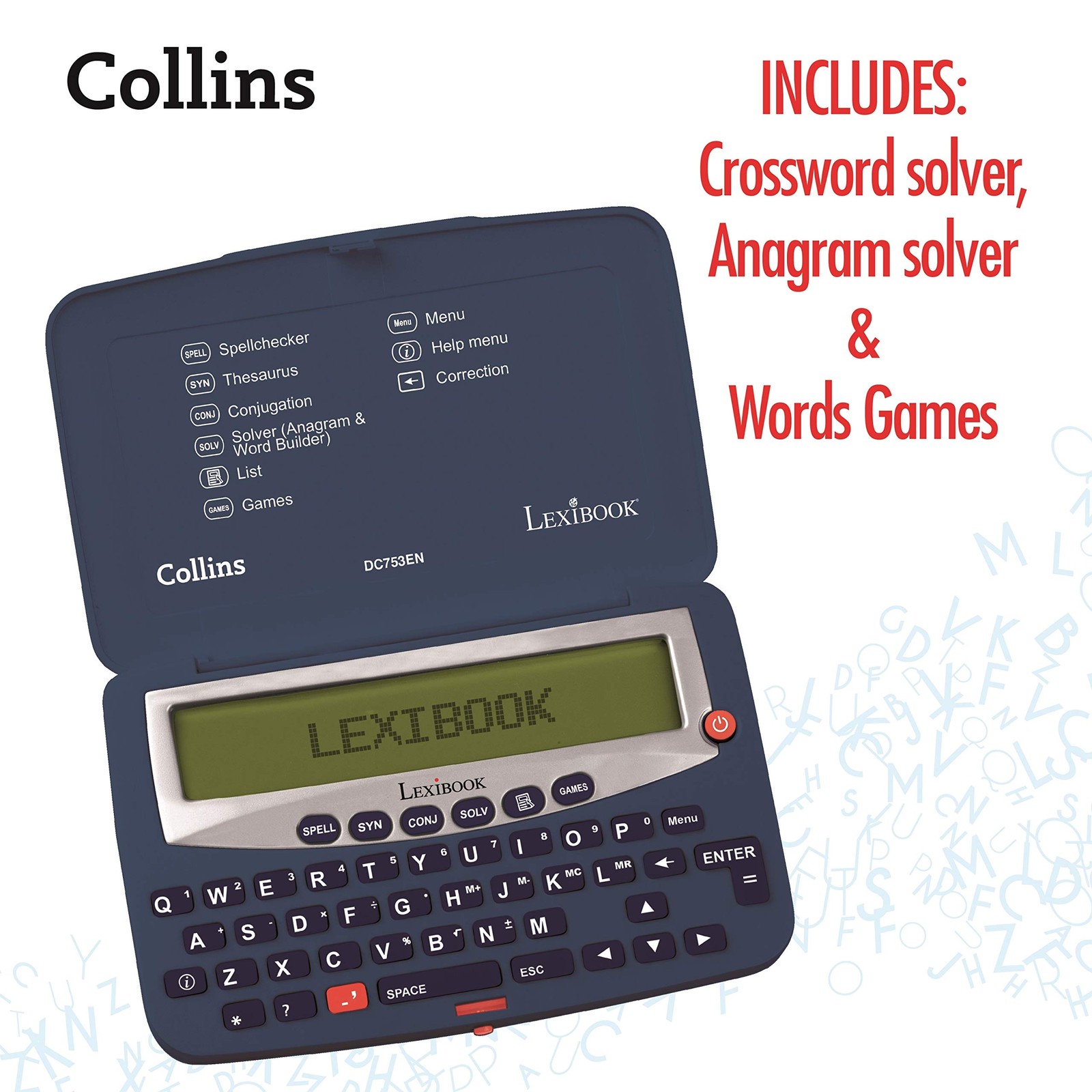 – Collins Electronic Pocket Spellchecker with Battery, Blue/White, DC753EN