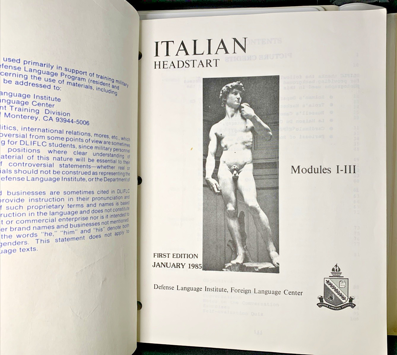 Italian Headstart Defense & Foreign Service Audio Cassettes 1st Edition 1985