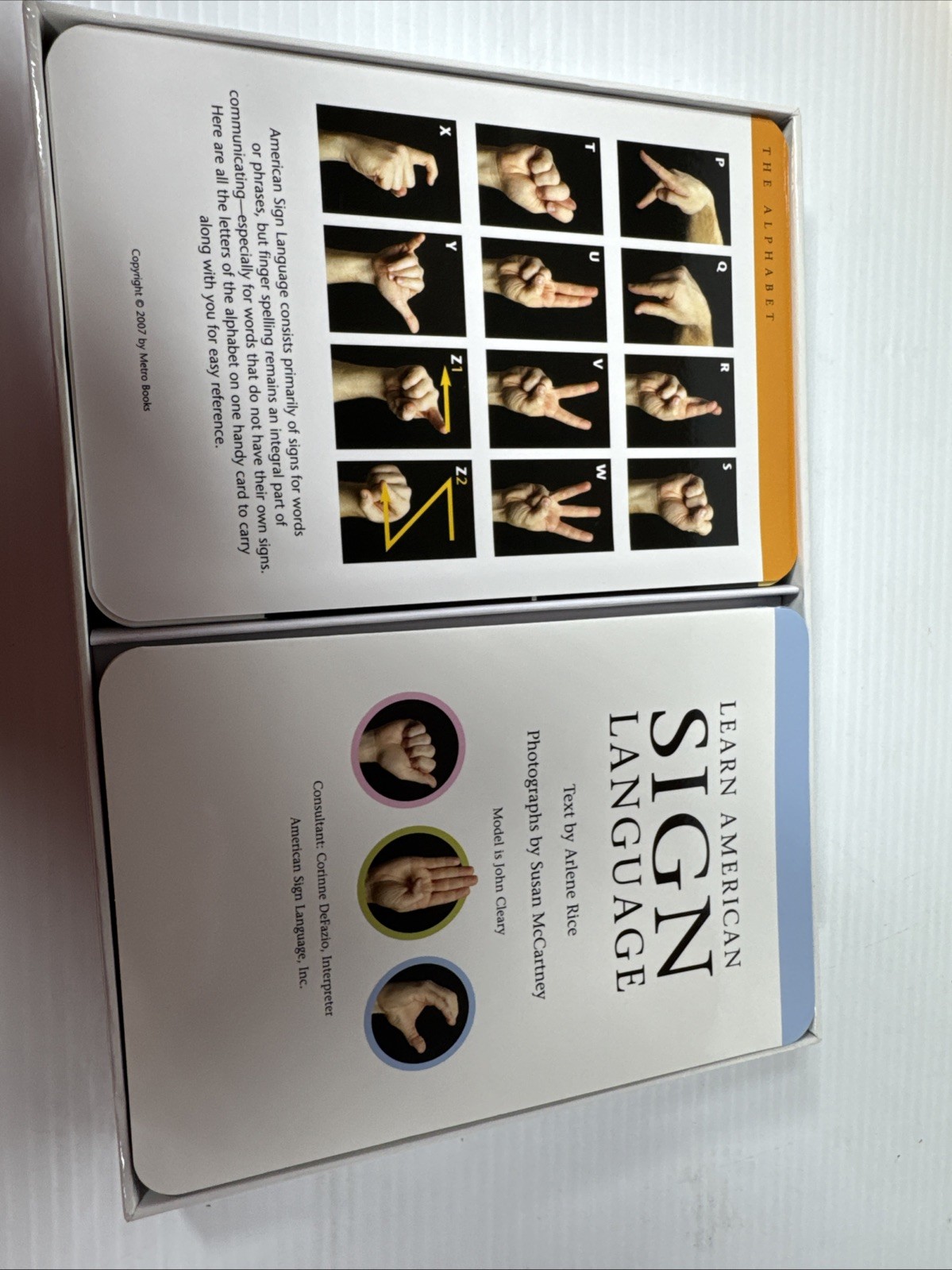 Learn American Sign Language by Arlene Rice Flash Cards Large 4.75″ x 7″