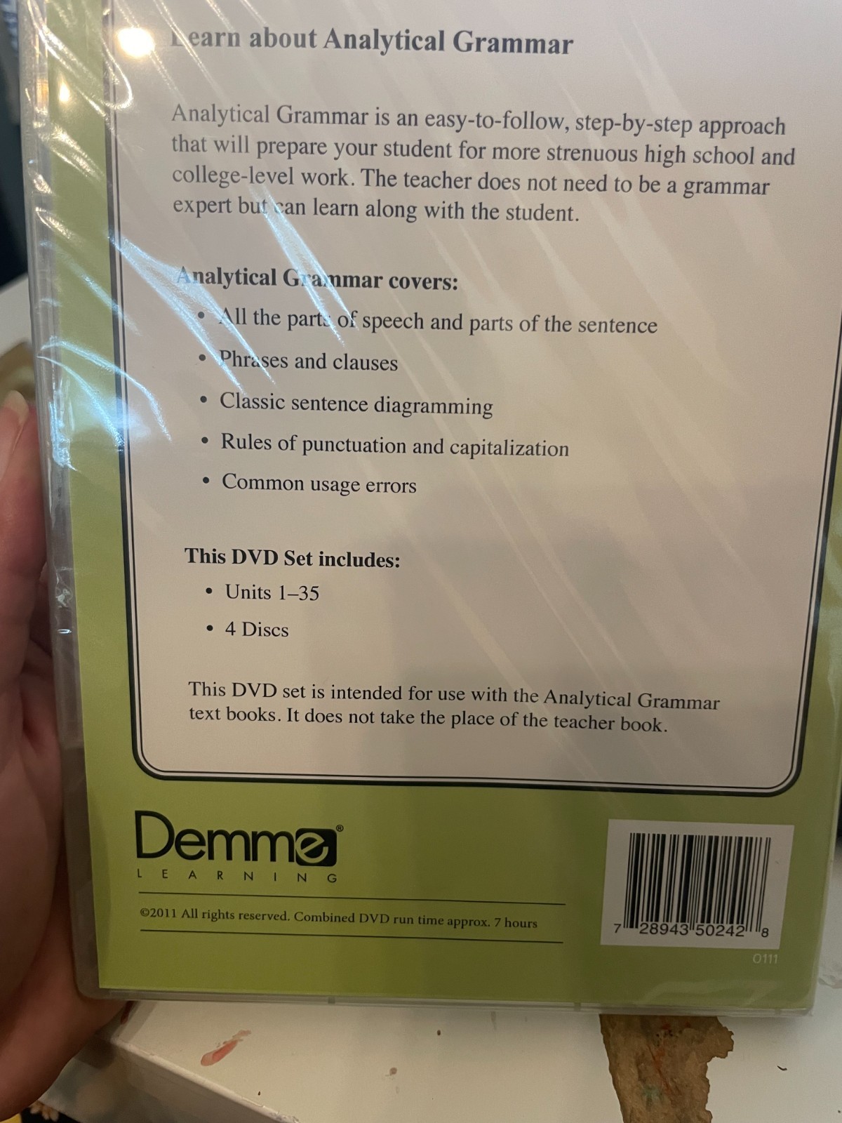 Demme Learning Analytical Grammar Teacher Book (Good) and Companion DVD Set (New