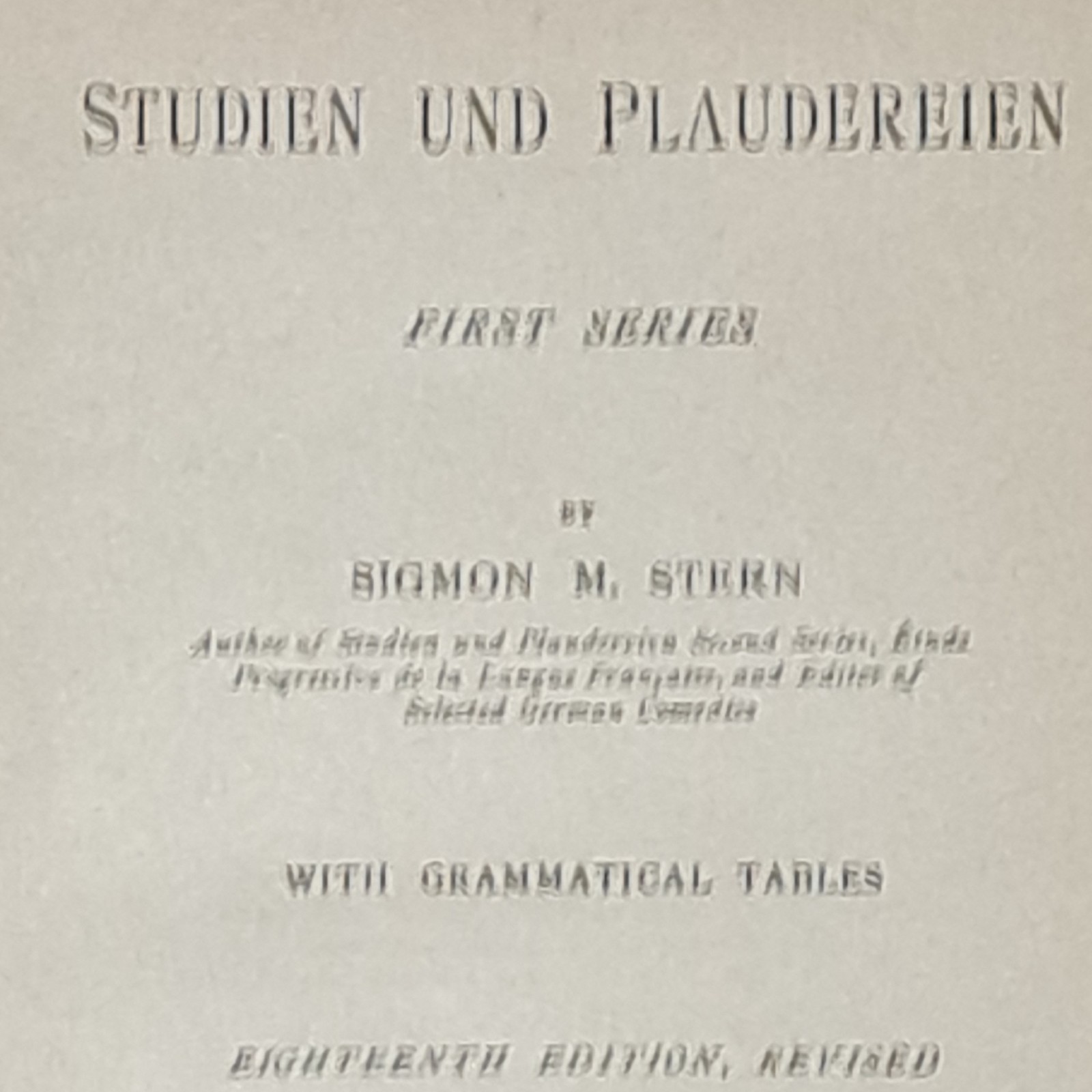 Studien und Plaudereien First Series Stern 1898 18th Ed Revised German Henry Ho…
