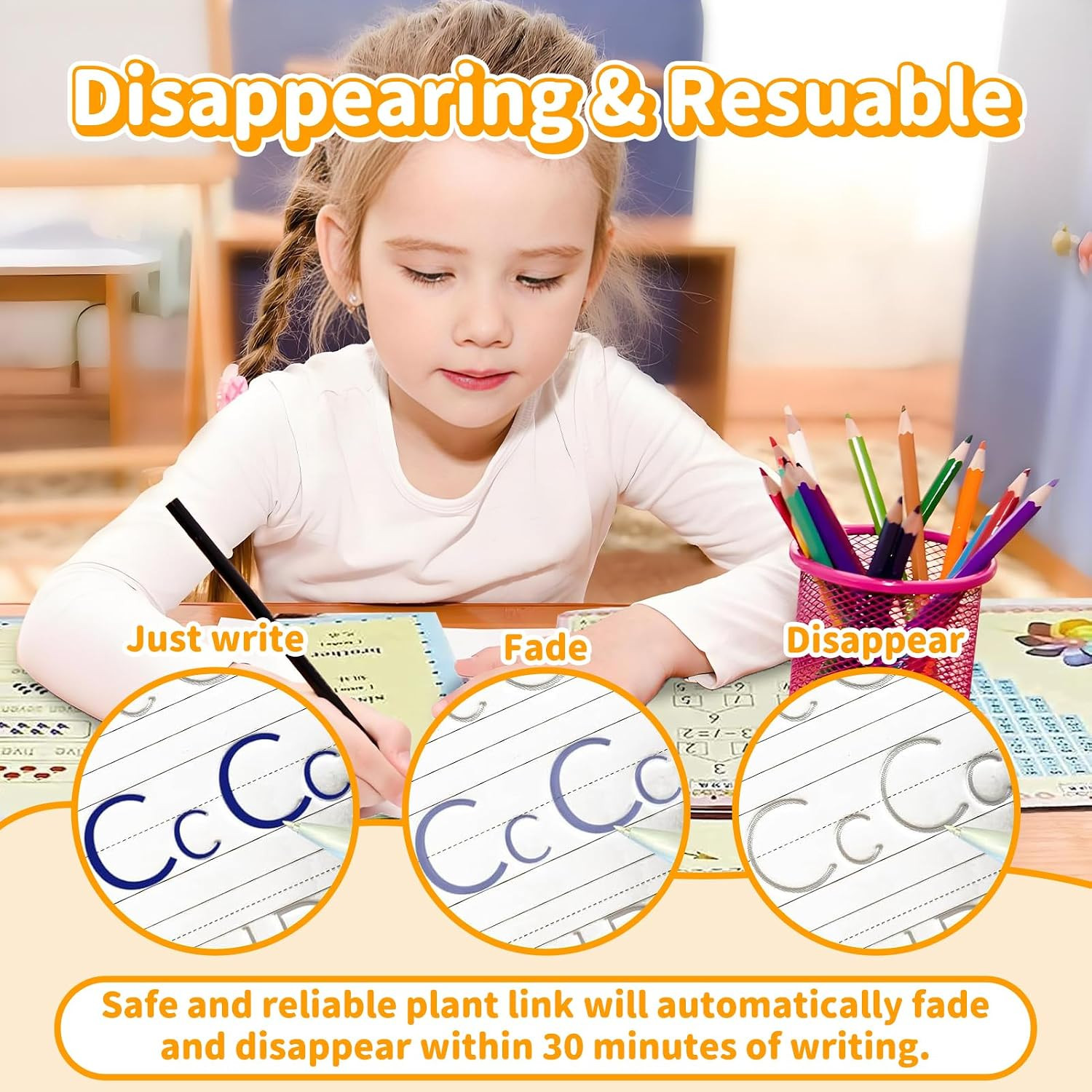Grooved Writing Books for Kids, Magic Practice Copybook, Reusable Handwriting Pr