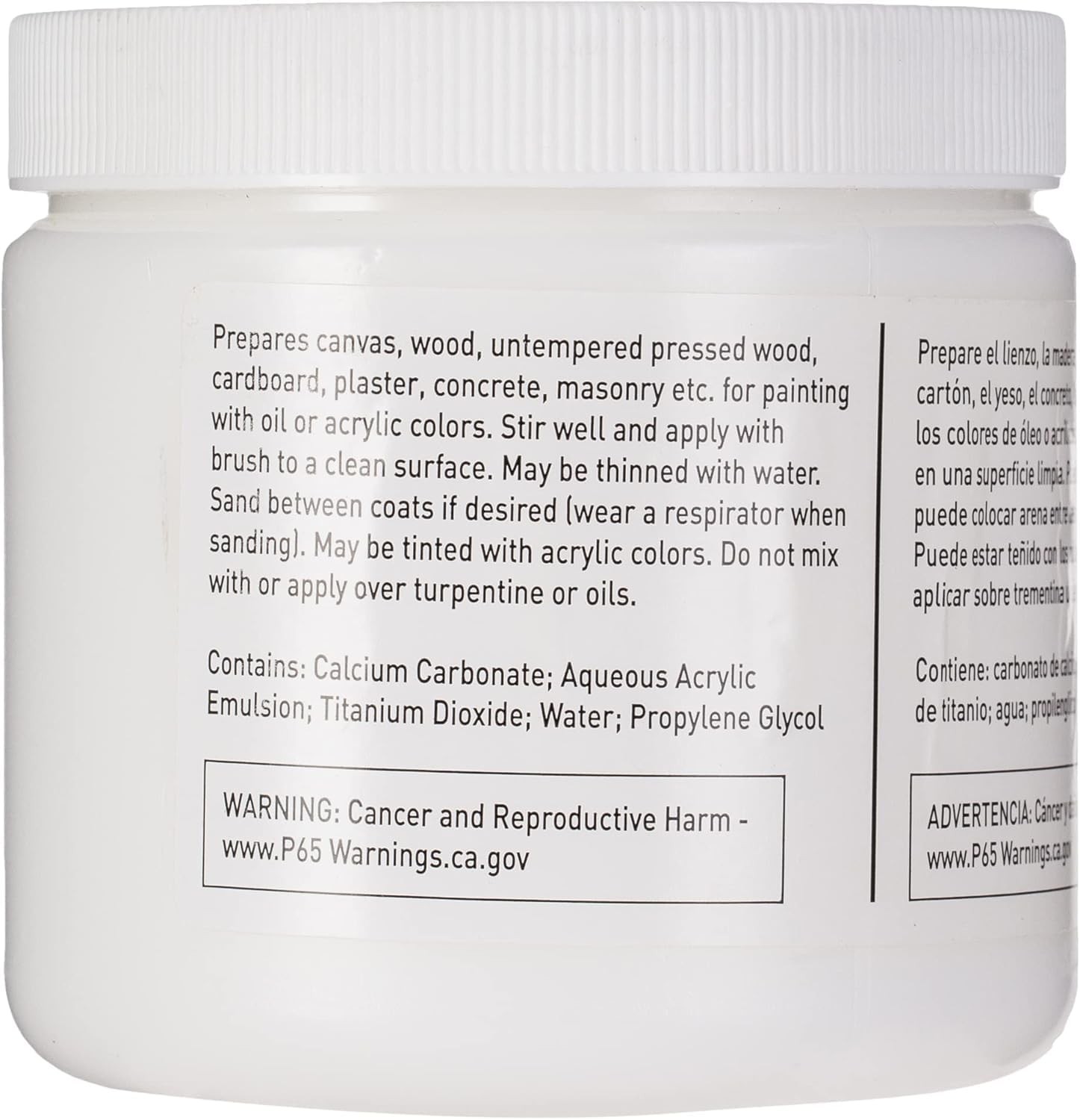 16 Oz 52516 Hyplar Artists Acrylic Gesso Surface Prep Medium Paint Jar