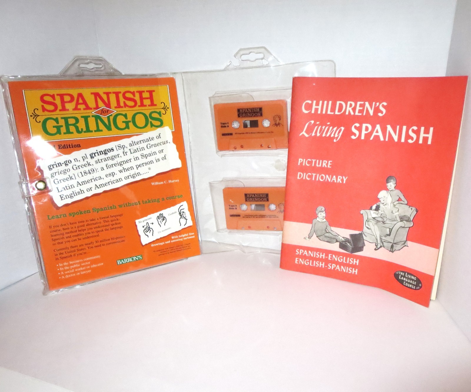 Spanish For Gringos Book W/ Cassette Tapes & Children’s Living Spanish Picture