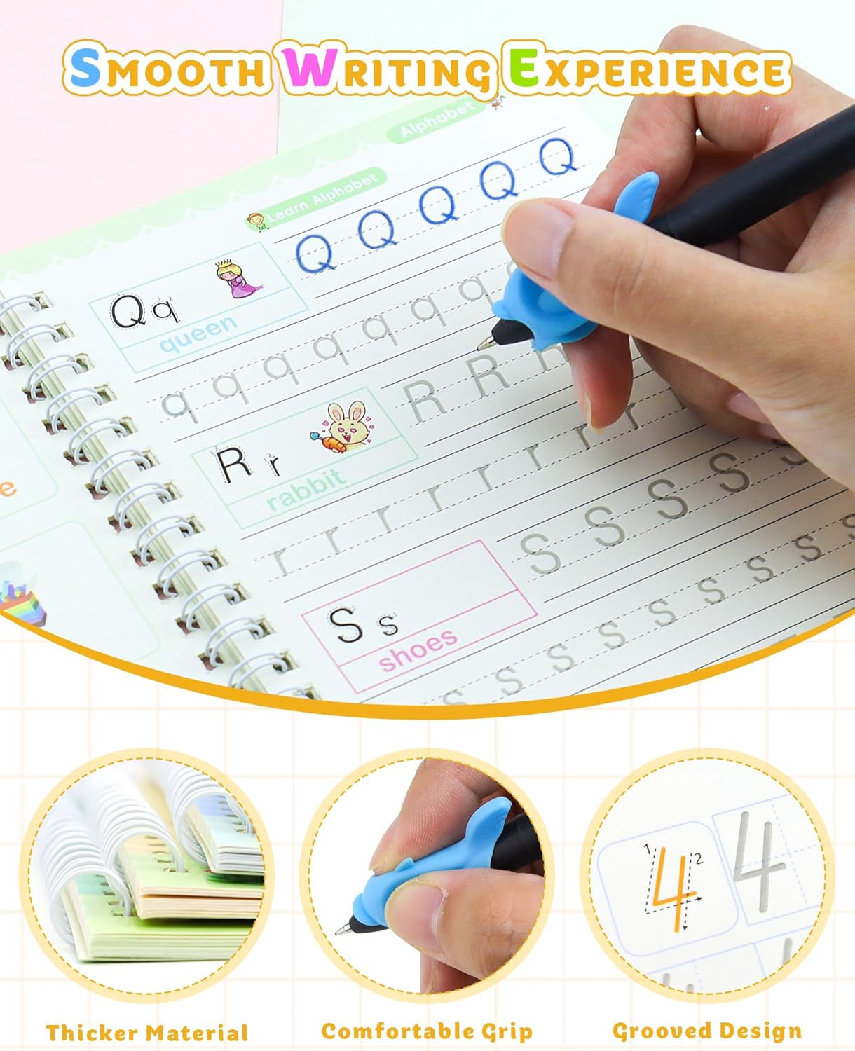 Magic Practice Copybook, Reusable Writing Practice Book, Handwriting Aid for Pre