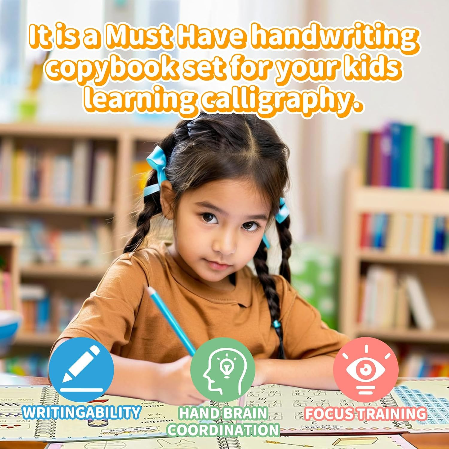 Grooved Writing Books for Kids, Magic Practice Copybook, Reusable Handwriting Pr