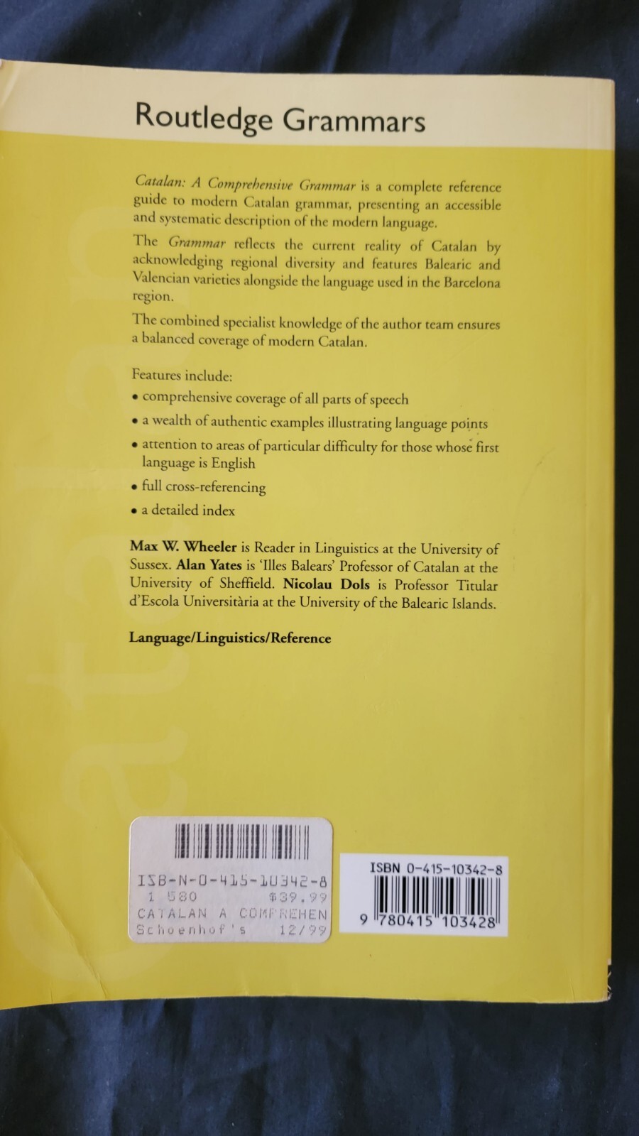 Catalan : A Comprehensive Grammar, Paperback Wheeler, Max W. Et al Nice Copy