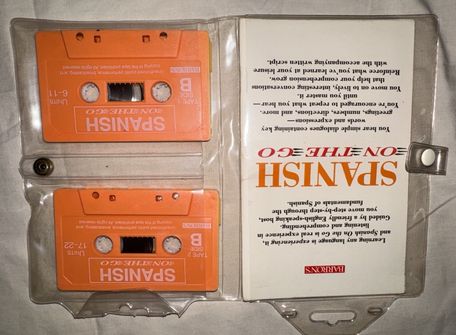 Barron’s Spanish On-The-Go Cassette Tape Set Level 1 Language Learning Vintage