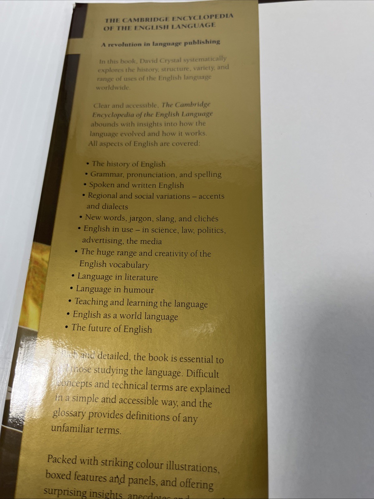 The Cambridge Encyclopedia of the English Language By David Cry Hardcover HCDJ