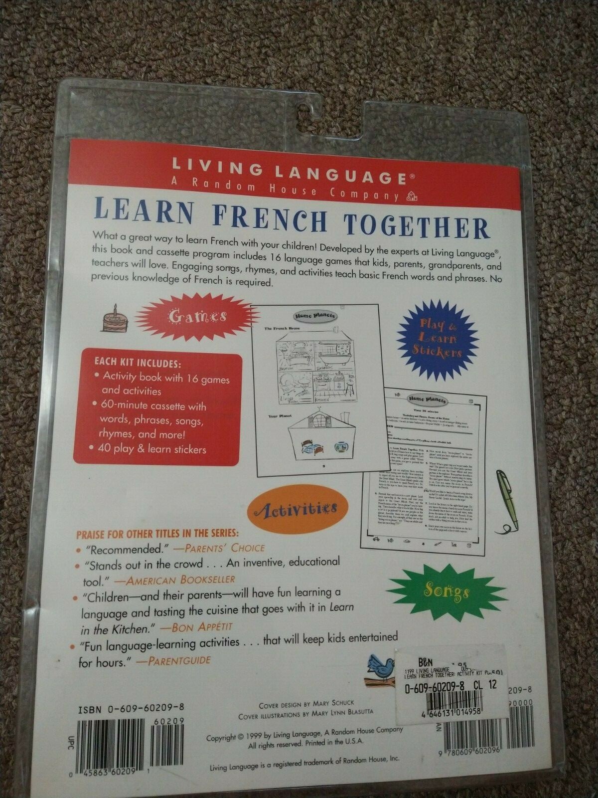 Living Language Learn French Together Book Cassette Stickers Ages 4-8 Vintage