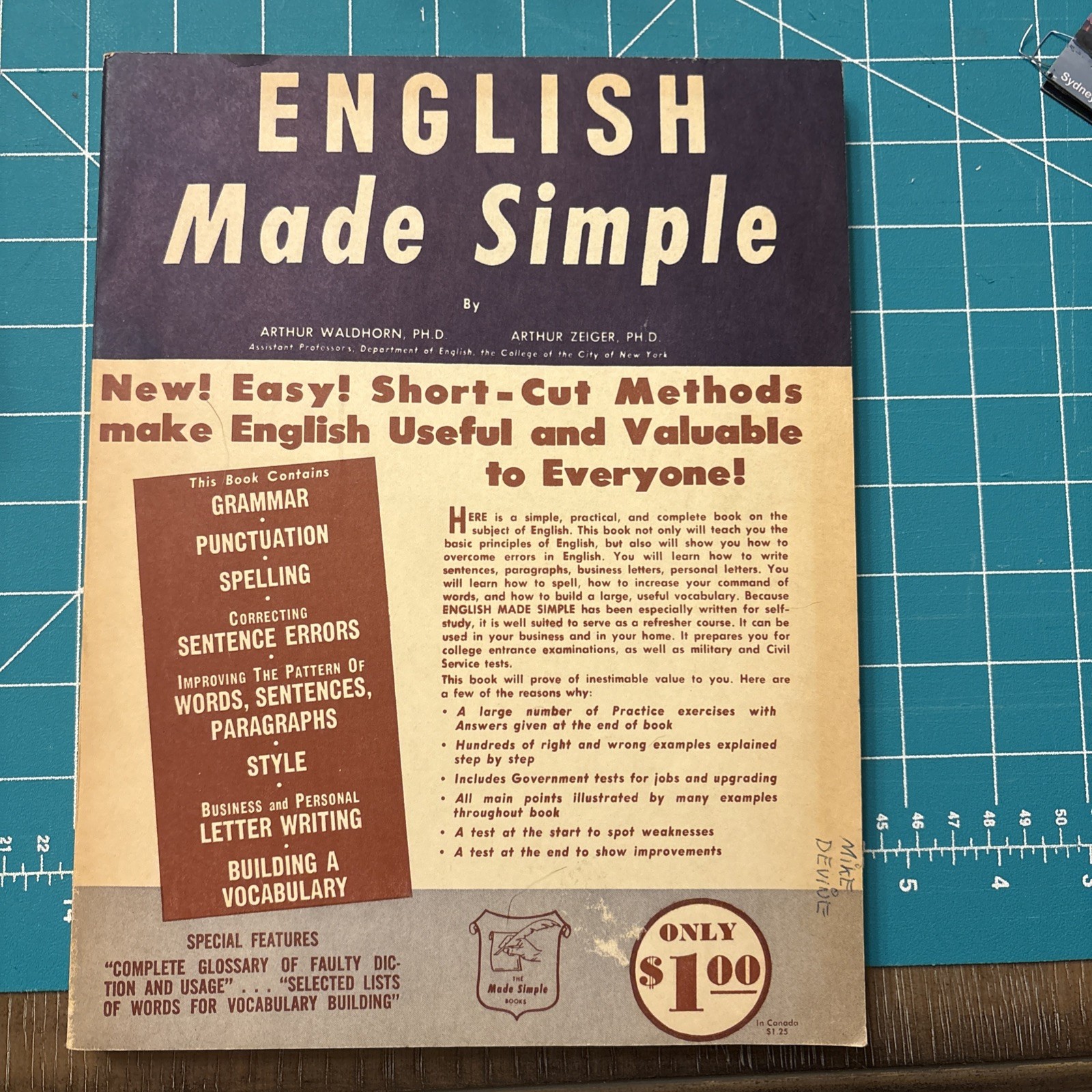Vintage English Made Simple Book 1958 A Waldhorn Zeiger Grammar Writing Guide