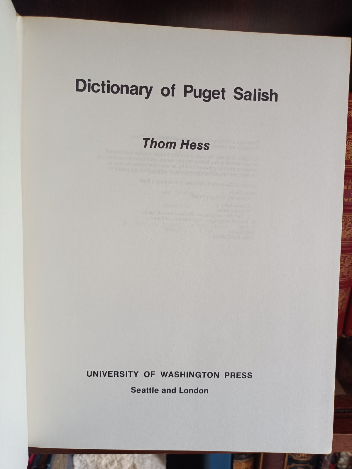 Dictionary of Puget Salish_Thom Hess_Hardcover_1st Edition_1976_Very Good