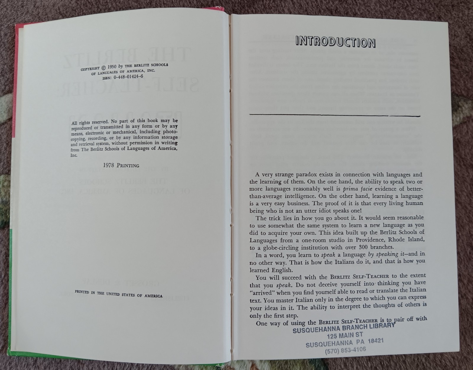 Learn To Speak Italian 2 Books Berlitz & Cortina Methods VTG HB Former Library