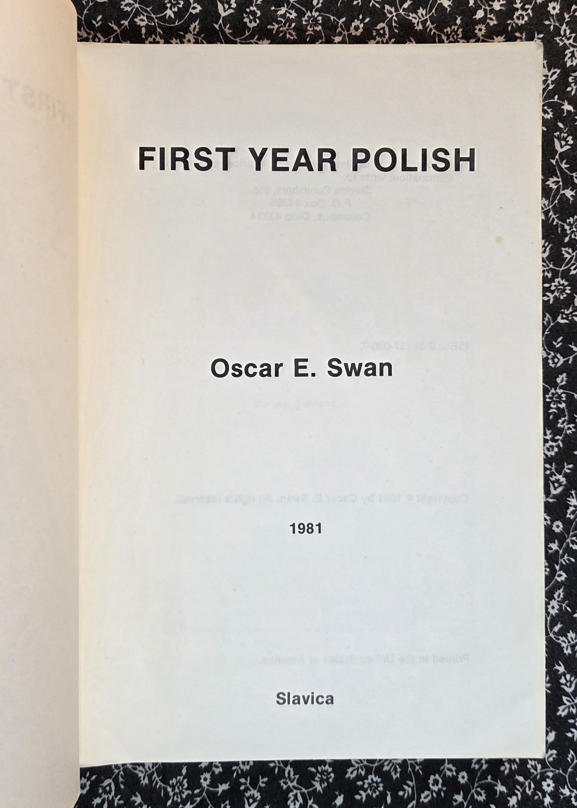 First Year Polish by Oscar E Swan, First Edition, 1981, PB