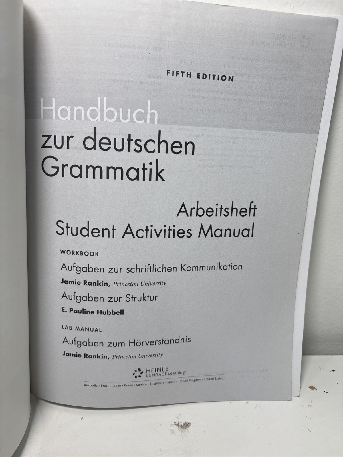Handbuch Zur Deutschen Grammatik by Jamie Rankin and Larry Wells 2010 5th Ed