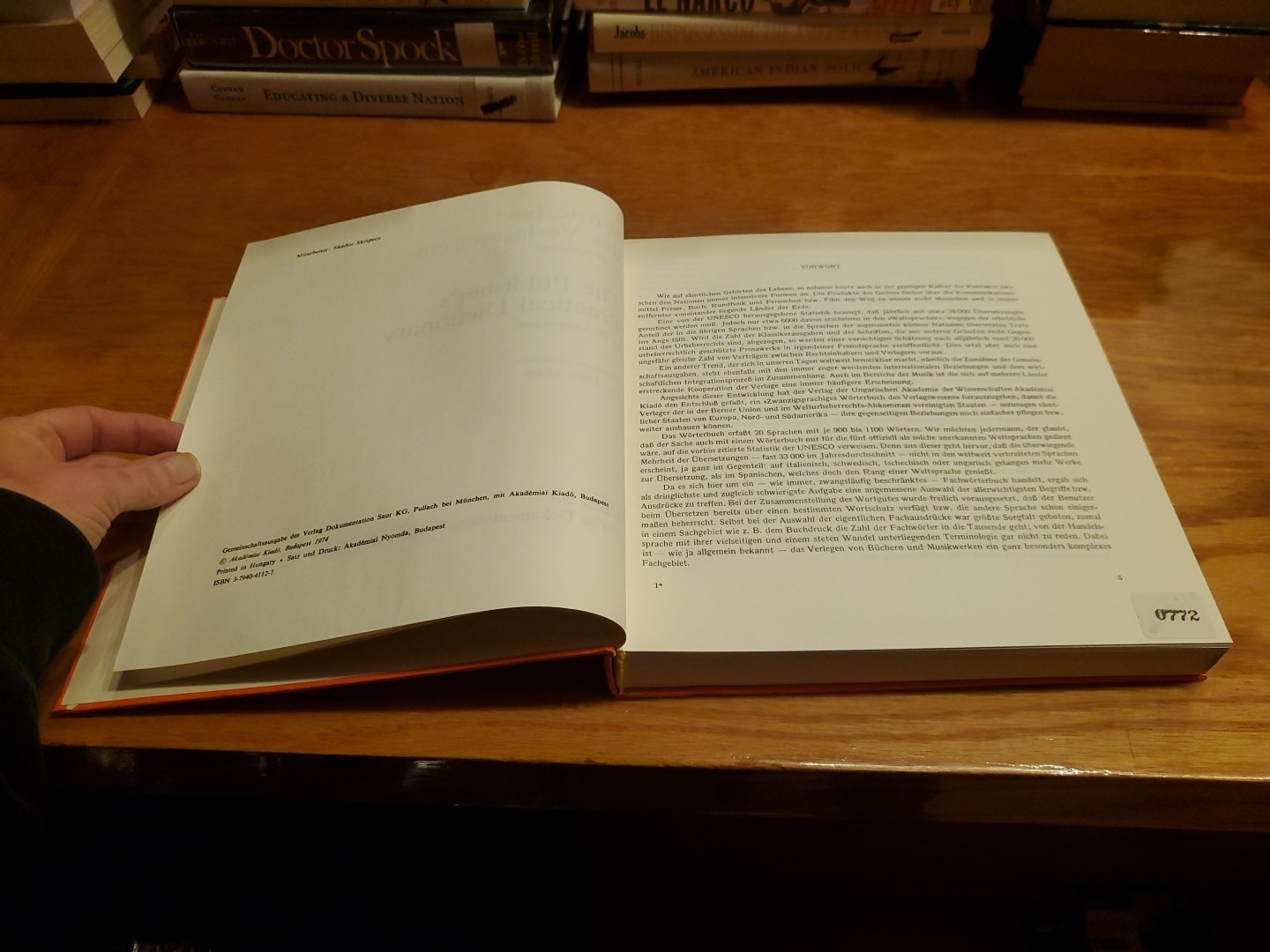 The Publisher’s Practical Dictionary in 20 Languages by Dr. Imre Mora 1974 HC